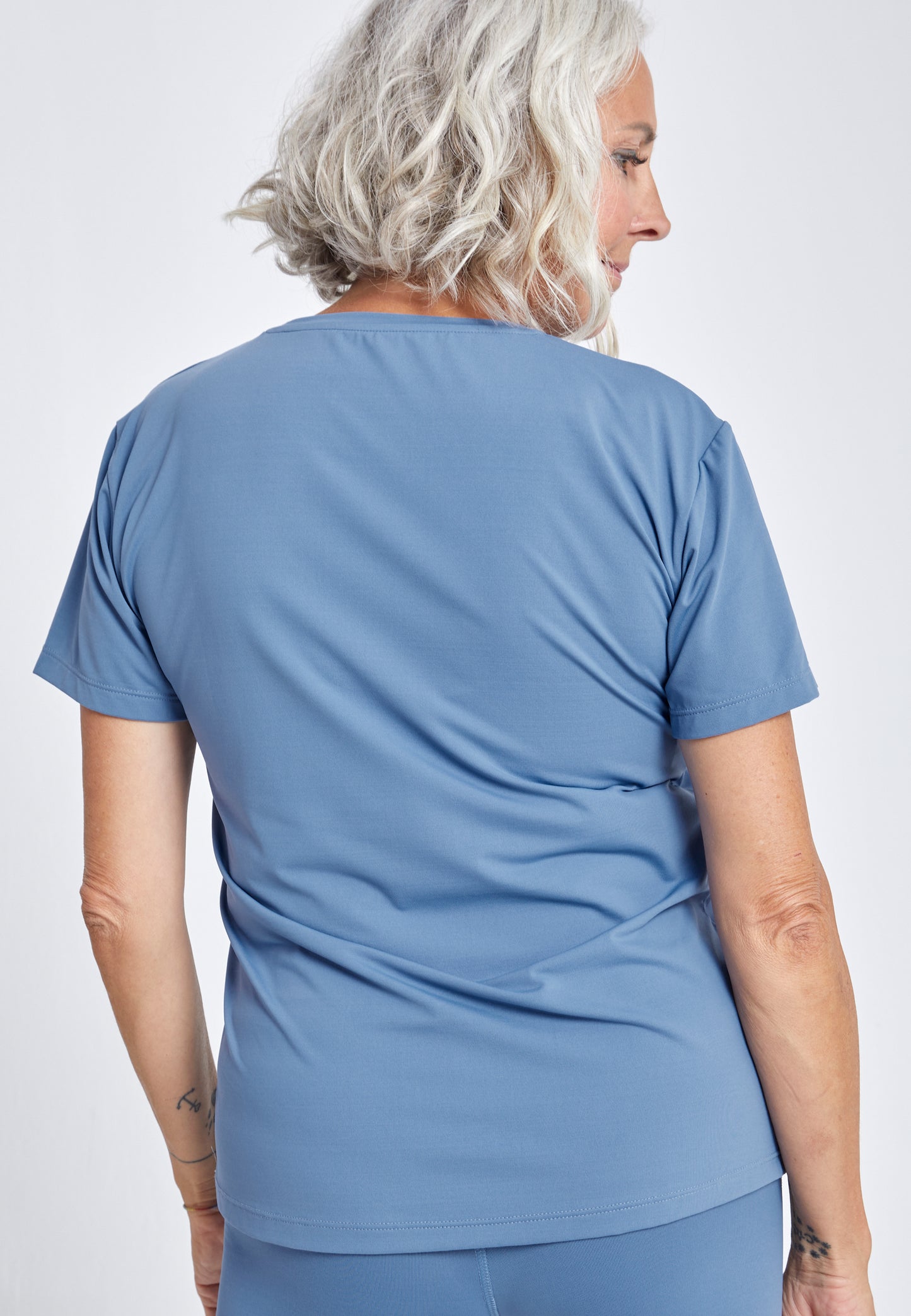 Mädchen & Damen Tennis Loose Fit T-Shirt Kurzarm, grau blau von SPORTKIND