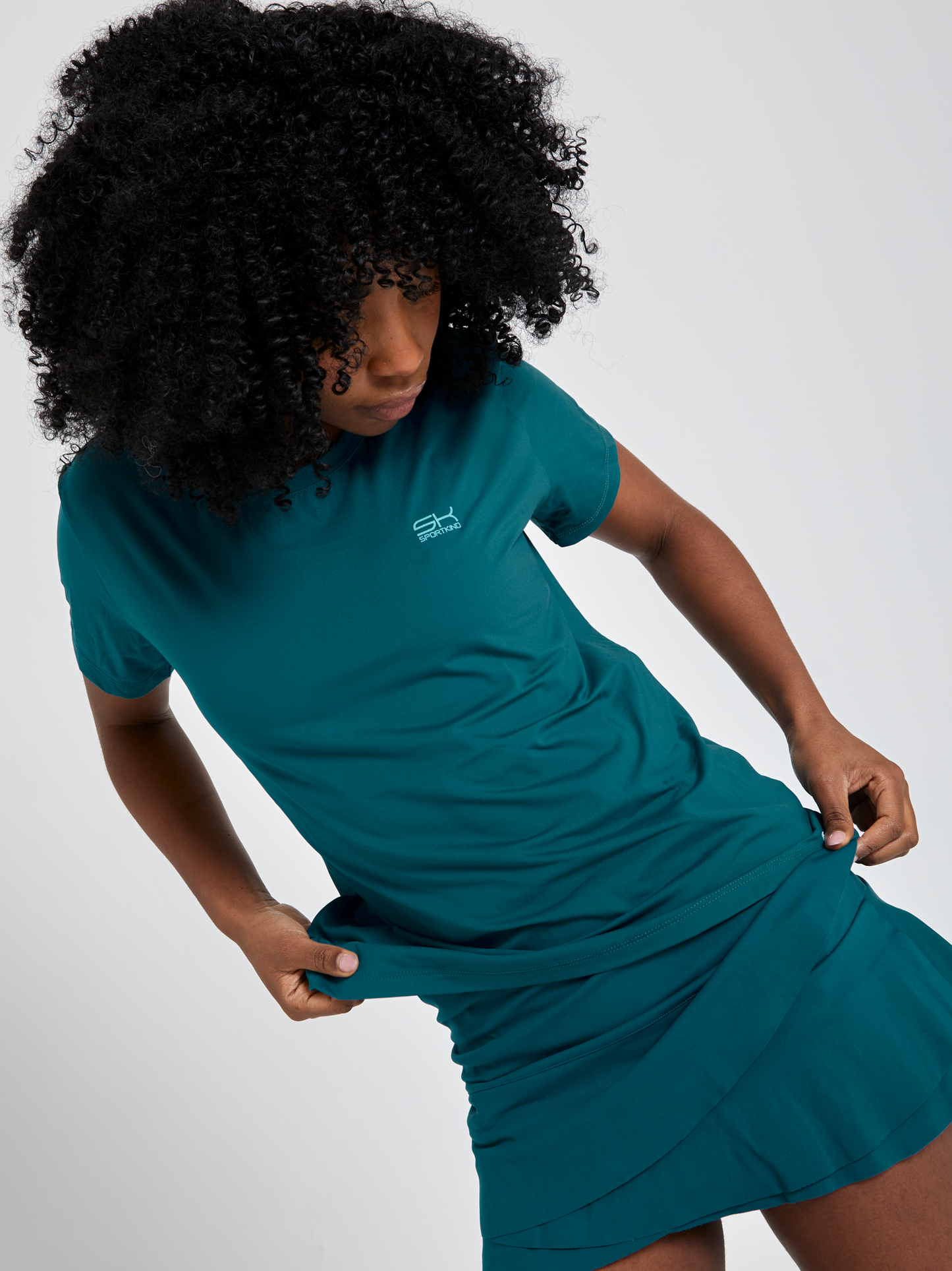 Mädchen & Damen Tennis Loose Fit T-Shirt Kurzarm, petrol grün von SPORTKIND