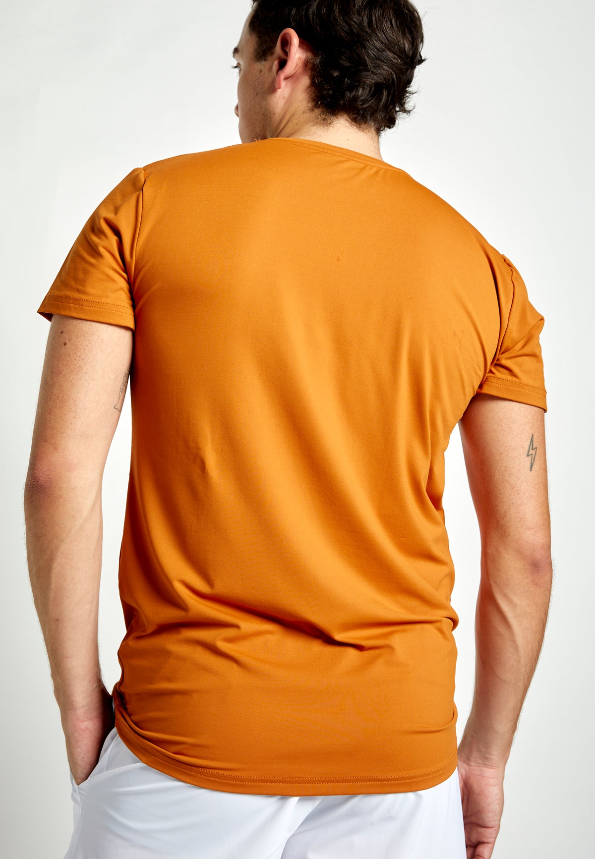 Jungen & Herren Tennis T-Shirt Rundhals, cognac von SPORTKIND