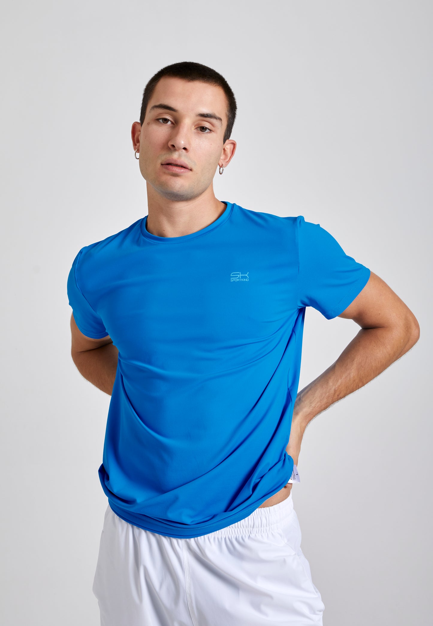 Jungen & Herren Tennis T-Shirt Rundhals, cyan blau von SPORTKIND