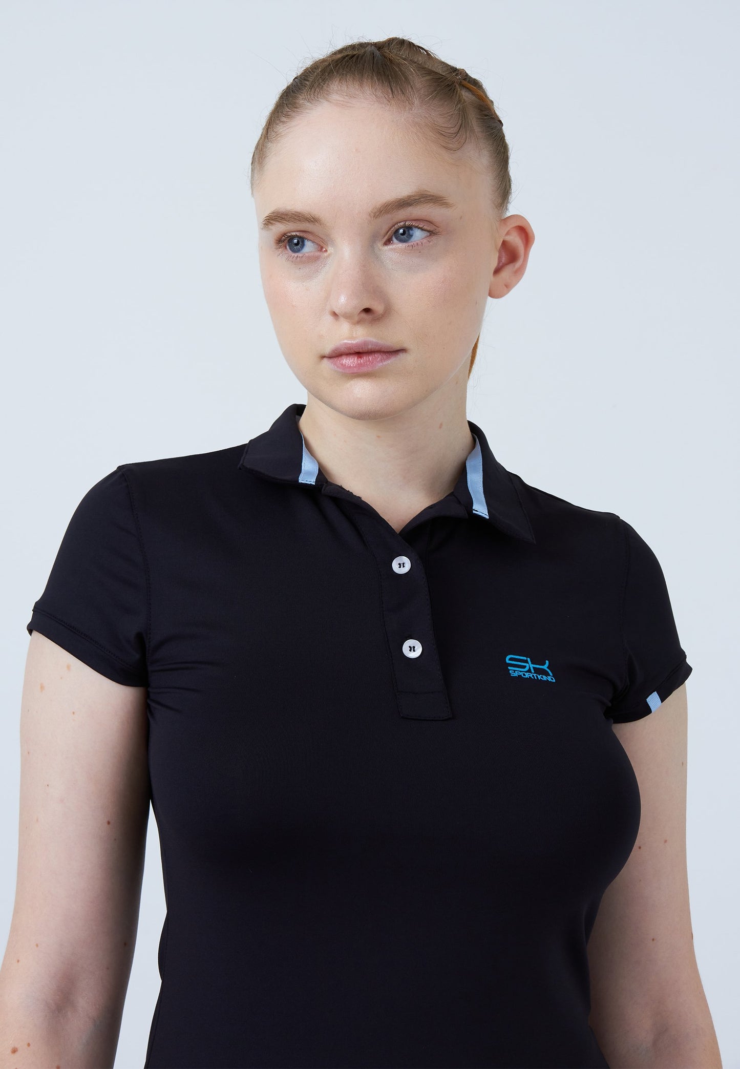 Tennis Poloshirt Damen & Mädchen, schwarz