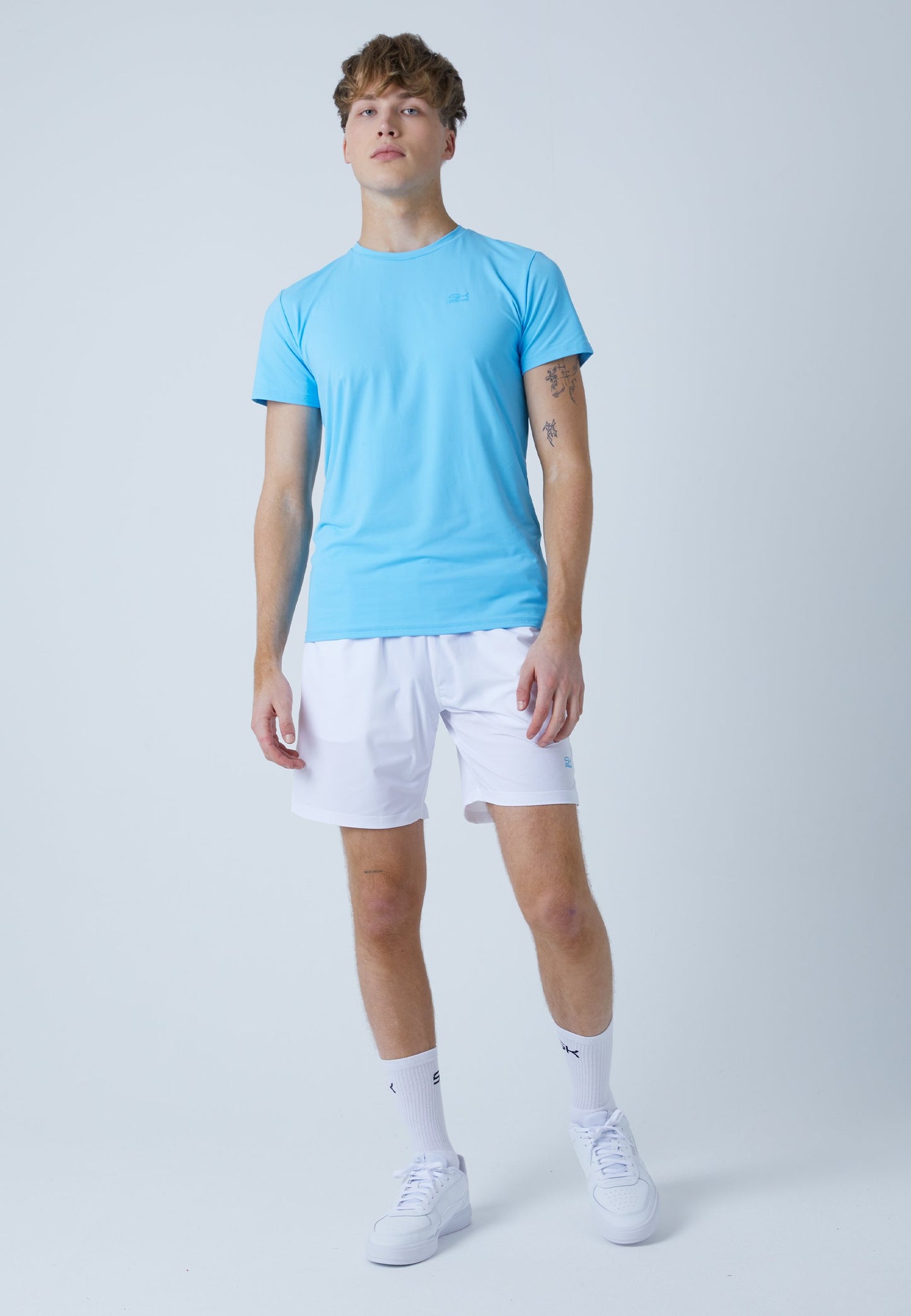 Tennis T-Shirt Rundhals Herren & Jungen, hellblau