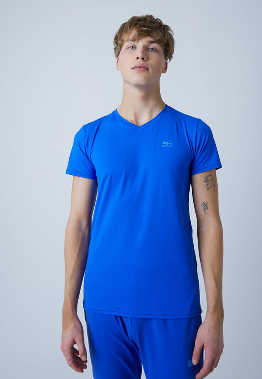 Tennis T-Shirt V-Ausschnitt Herren & Jungen, kobaltblau