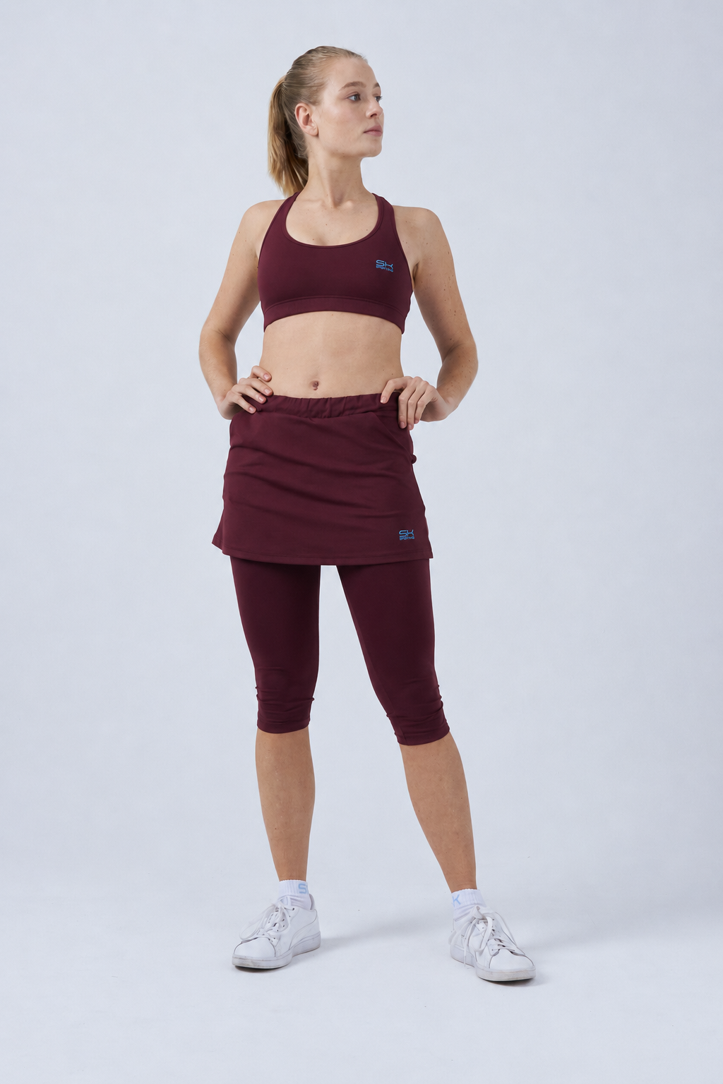 Mädchen & Damen 2-in-1 Tennisrock mit Leggings / Skapri, burgunder rot von SPORTKIND