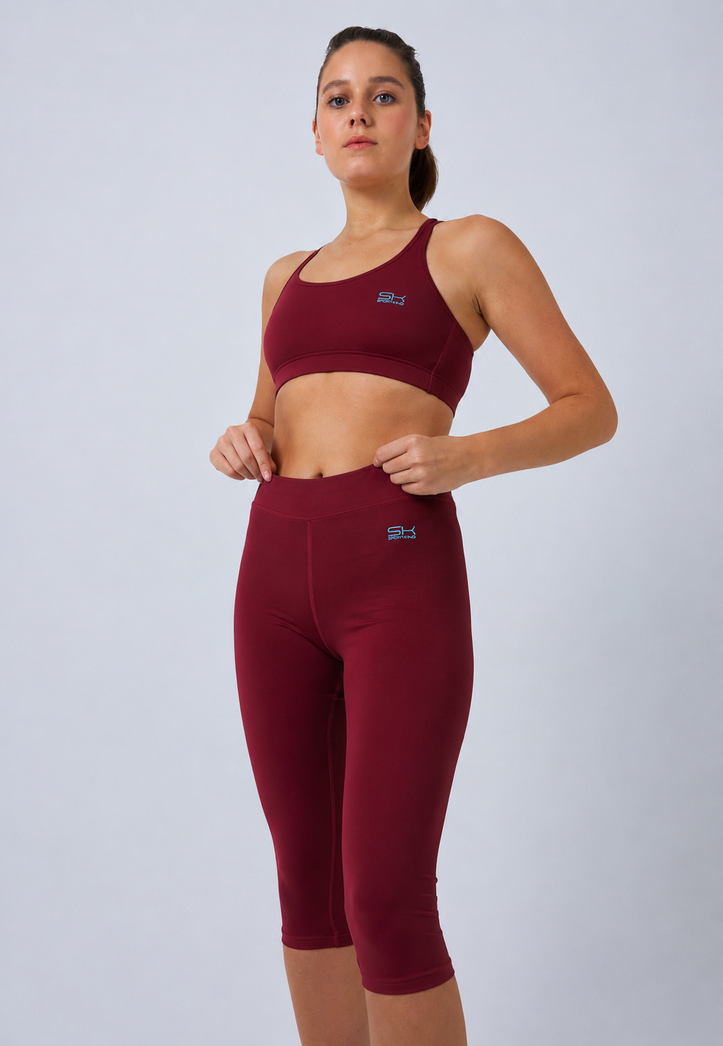 Mädchen & Damen 3/4 Sport Leggings, burgunder rot von SPORTKIND