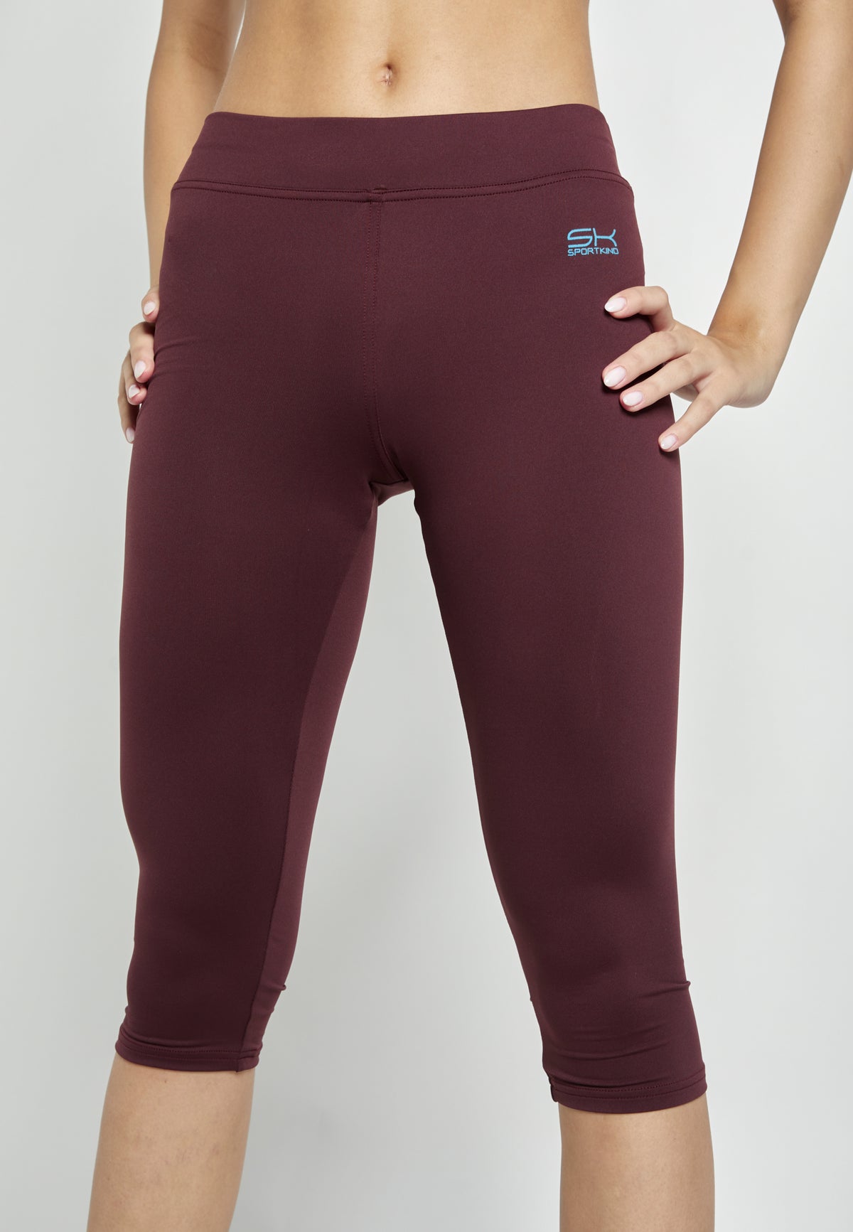 Mädchen & Damen 3/4 Sport Leggings, burgunder rot von SPORTKIND