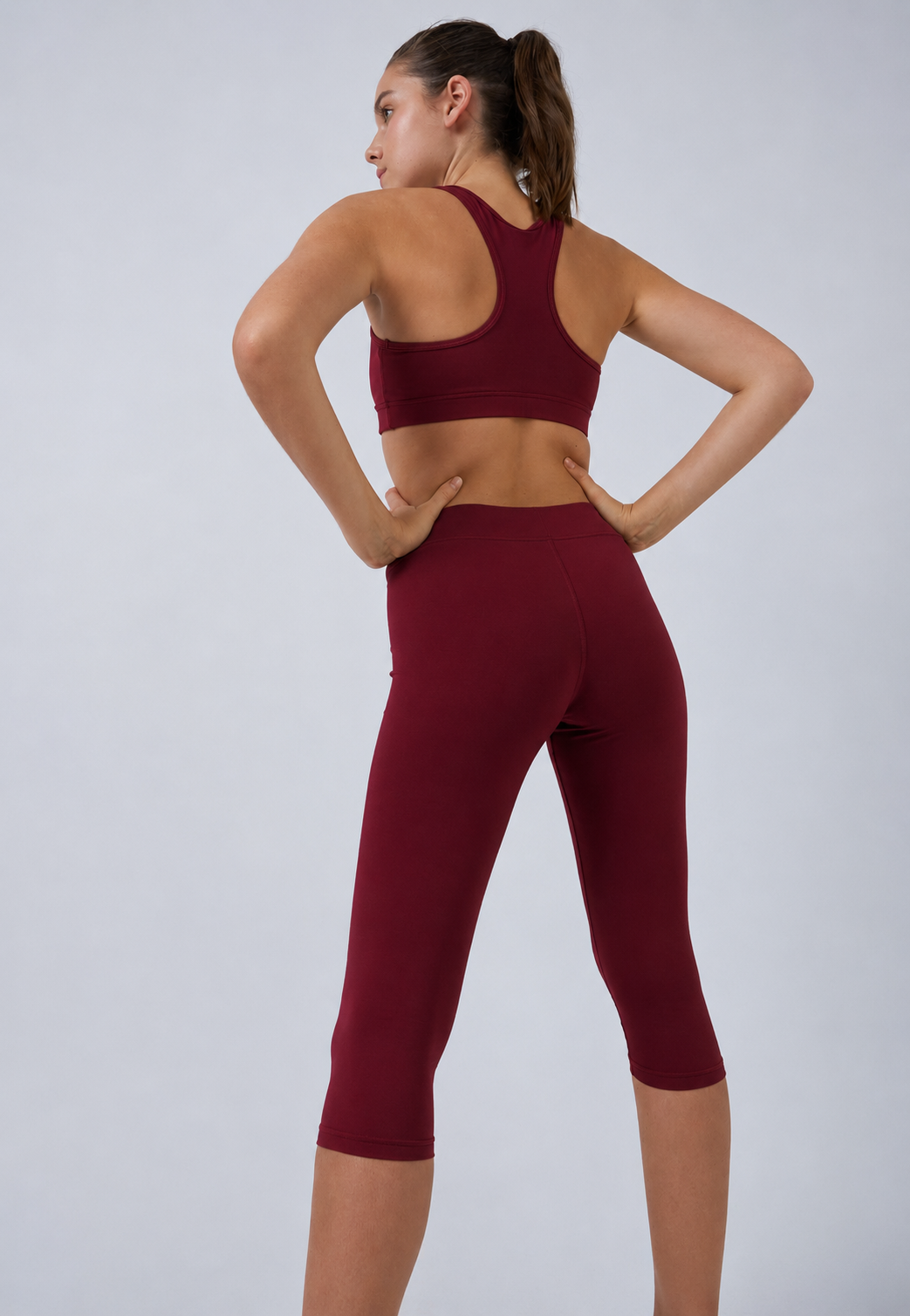 Mädchen & Damen 3/4 Sport Leggings, burgunder rot von SPORTKIND