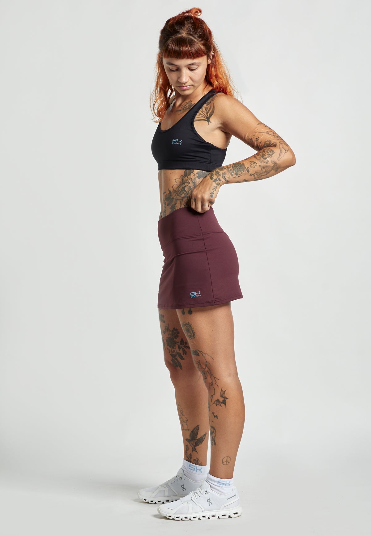 Mädchen & Damen Basic Tennisrock / Skort, burgunder rot von SPORTKIND