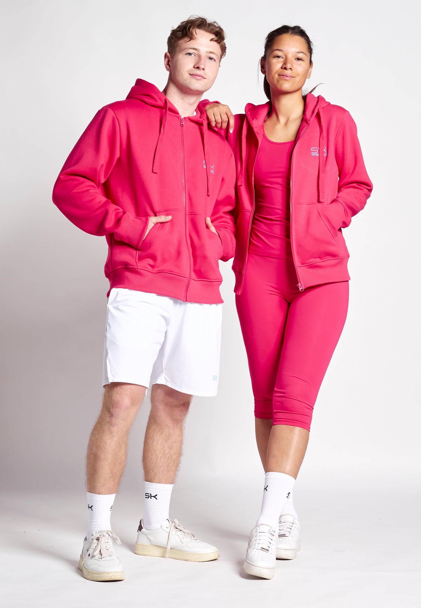 Unisex Kapuzenjacke mit Reißverschluss unisex, pink von SPORTKIND