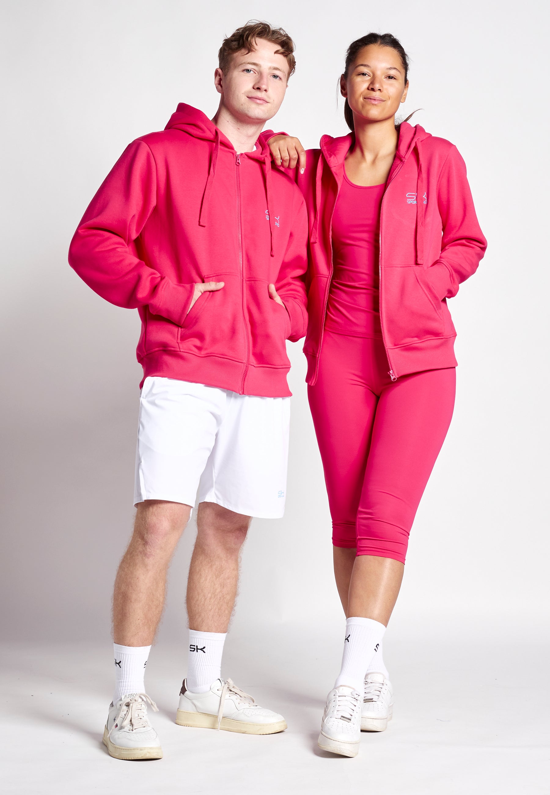 Unisex Kapuzenjacke mit Reißverschluss unisex, pink von SPORTKIND