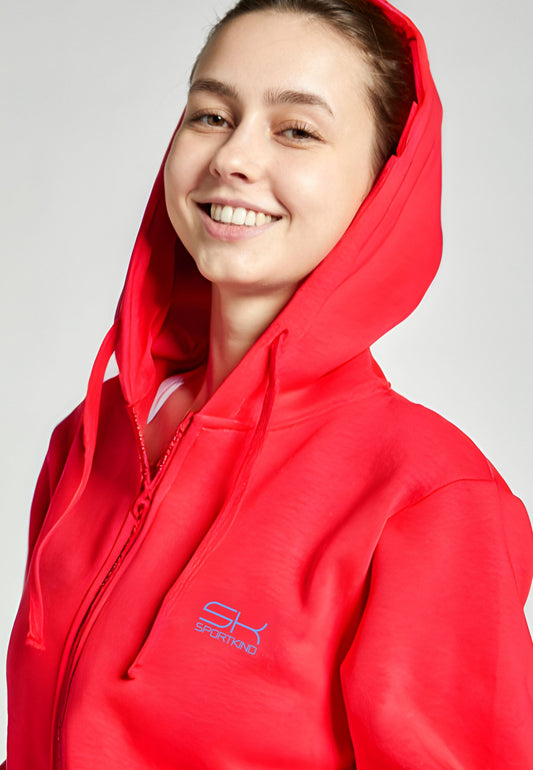 Unisex Kapuzenjacke mit Reissverschluss unisex, rot von SPORTKIND