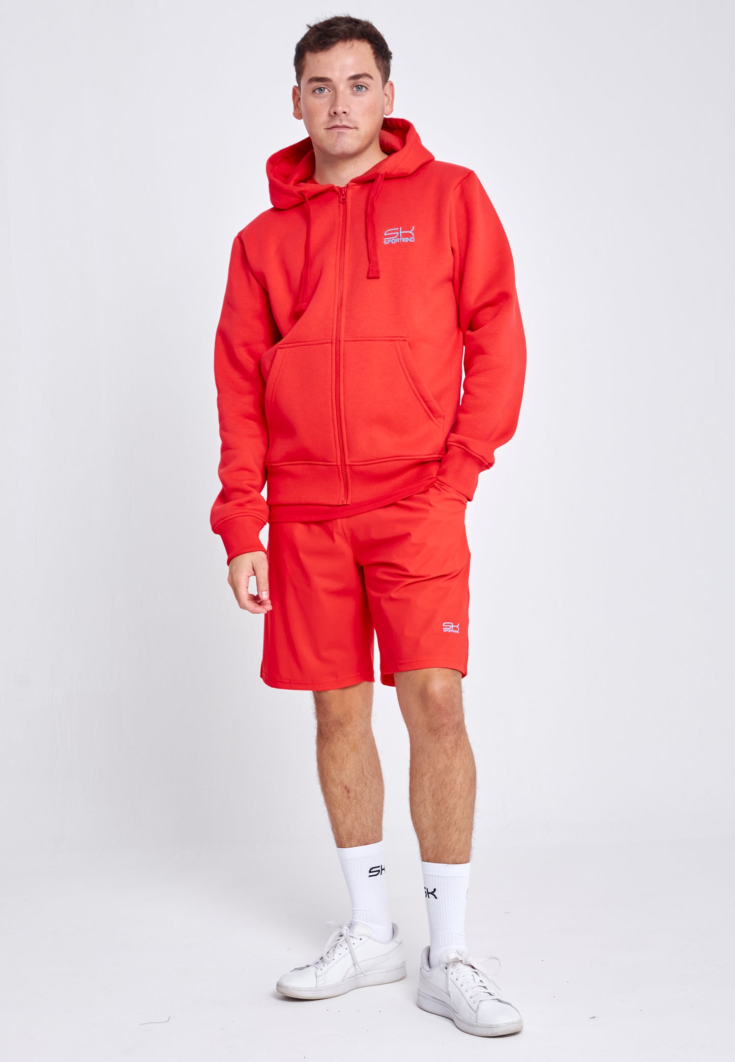 Unisex Kapuzenjacke mit Reißverschluss unisex, rot von SPORTKIND