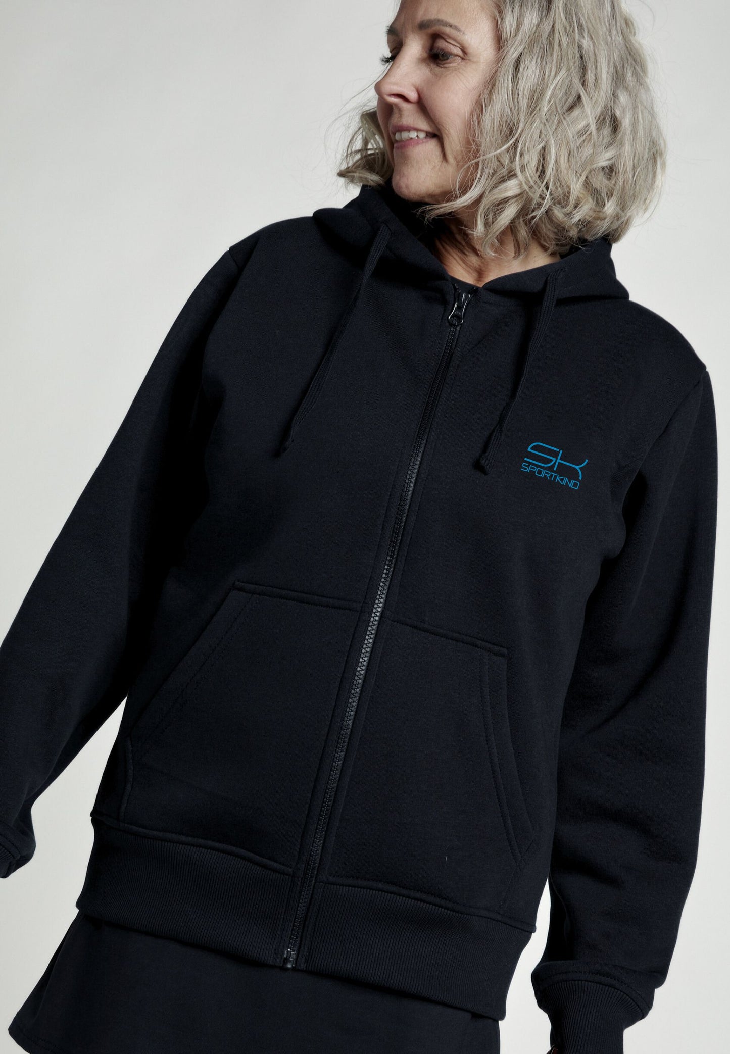 Unisex Kapuzenjacke mit Reissverschluss unisex, schwarz von SPORTKIND