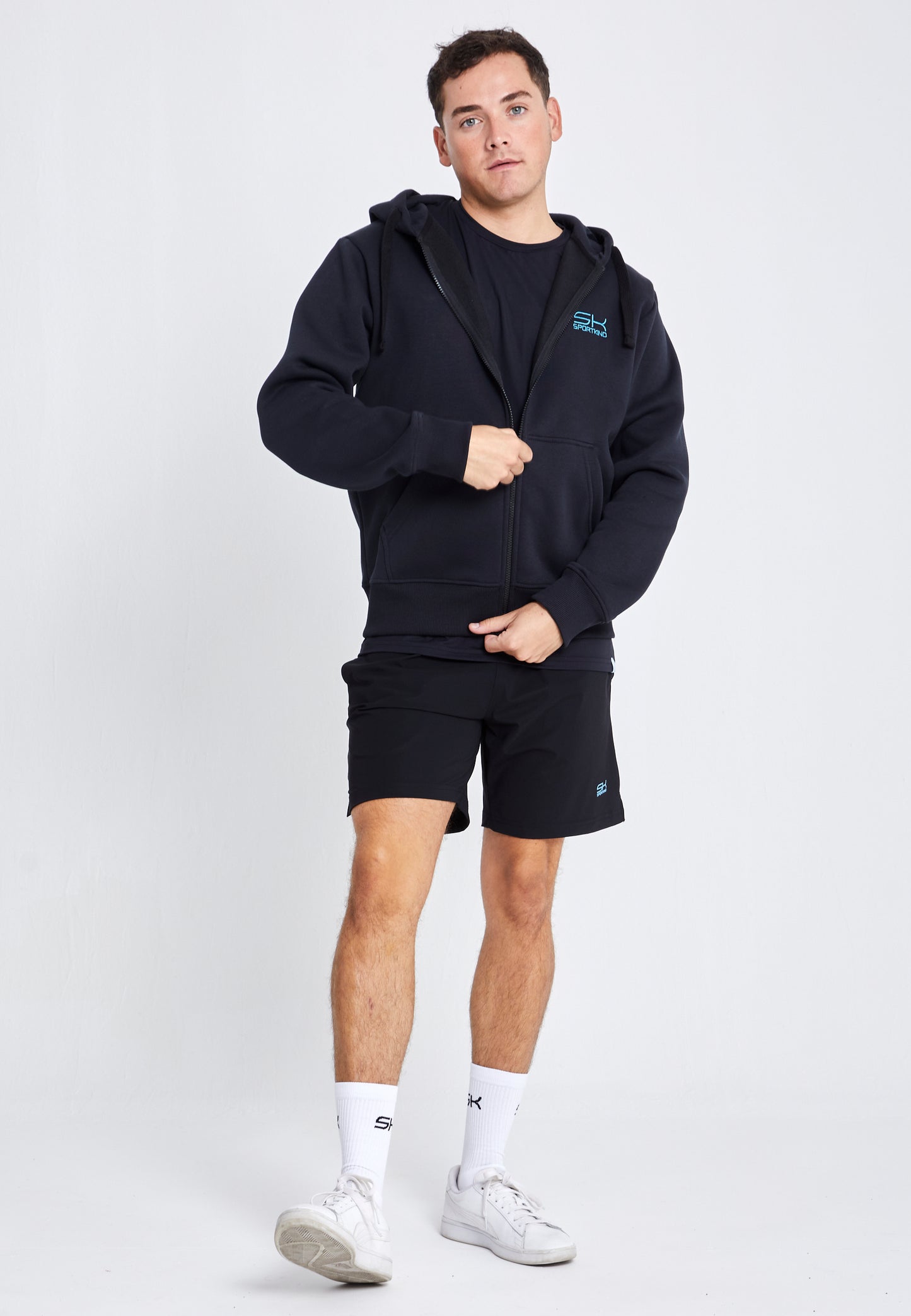 Unisex Kapuzenjacke mit Reißverschluss unisex, schwarz von SPORTKIND