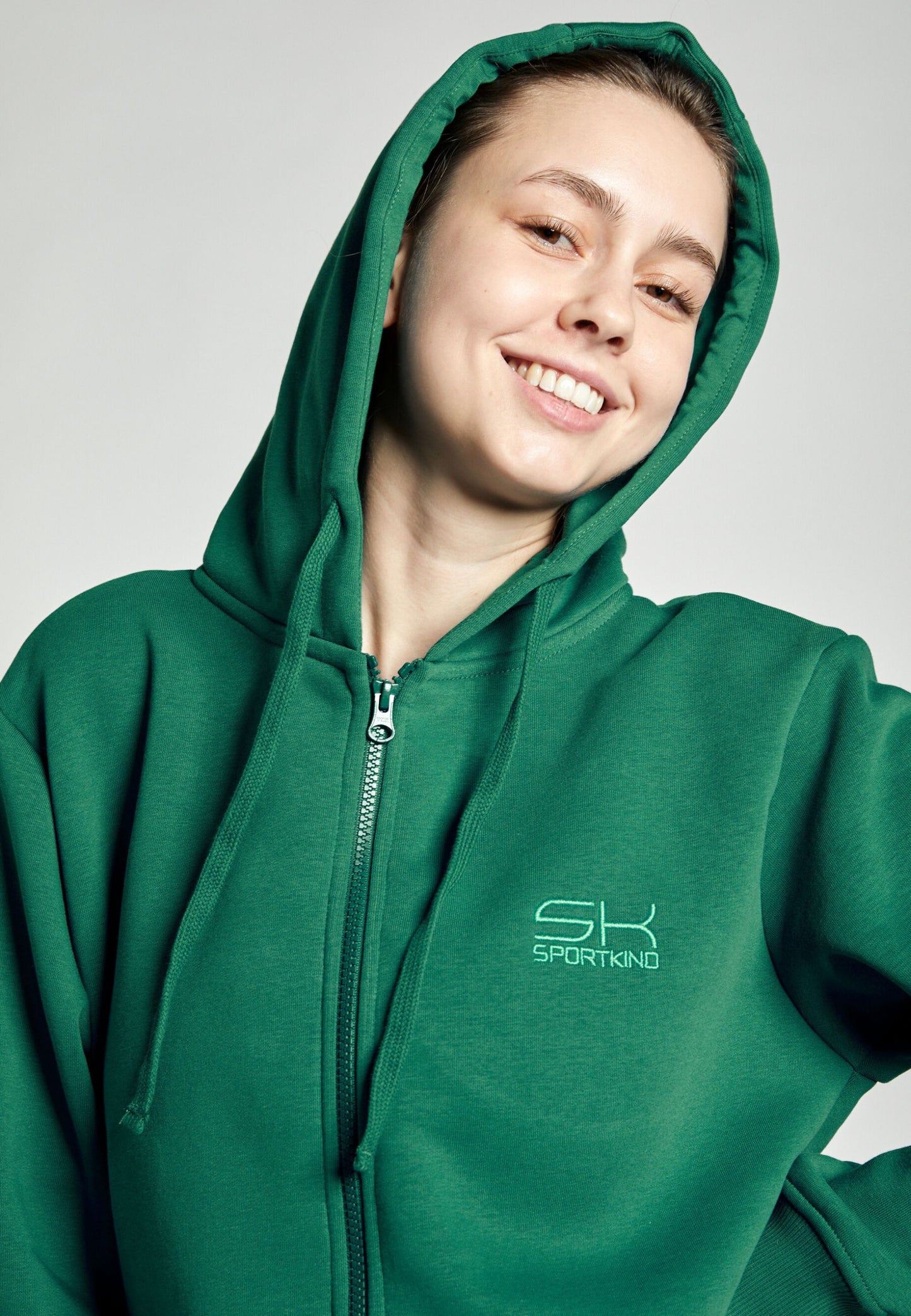 Unisex Kapuzenjacke mit Reissverschluss unisex, tannengruen von SPORTKIND