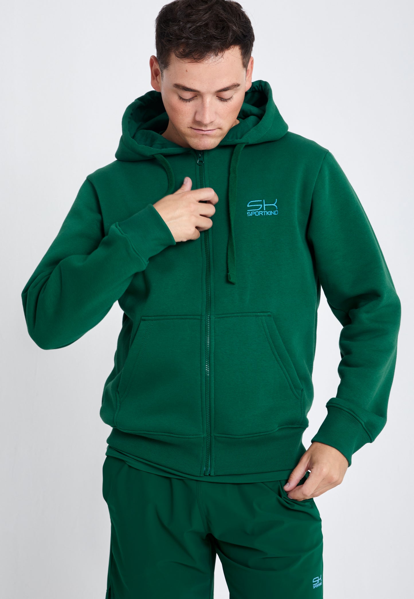 Unisex Kapuzenjacke mit Reißverschluss unisex, tannengrün von SPORTKIND