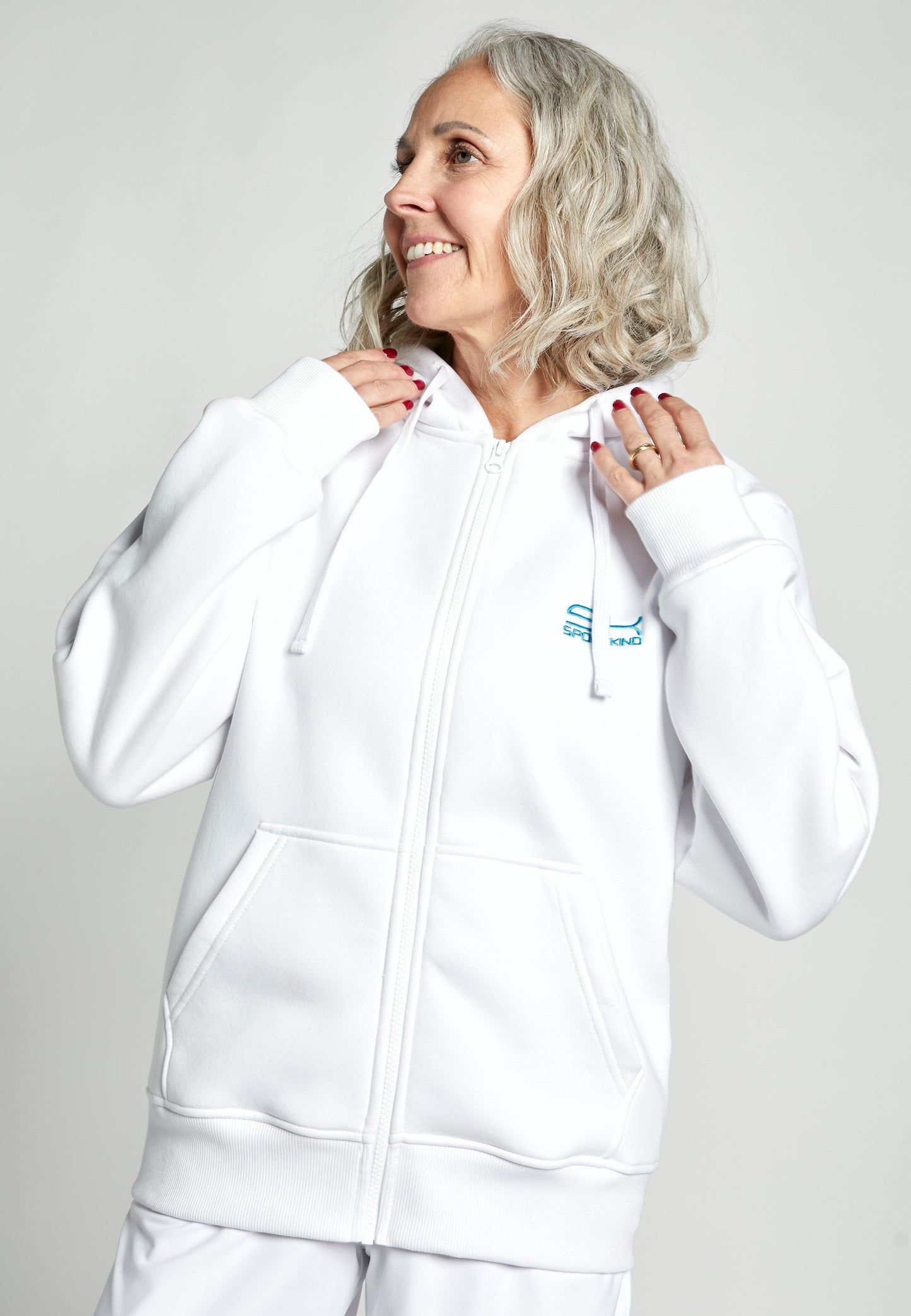 Unisex Kapuzenjacke mit Reißverschluss unisex, weiß von SPORTKIND