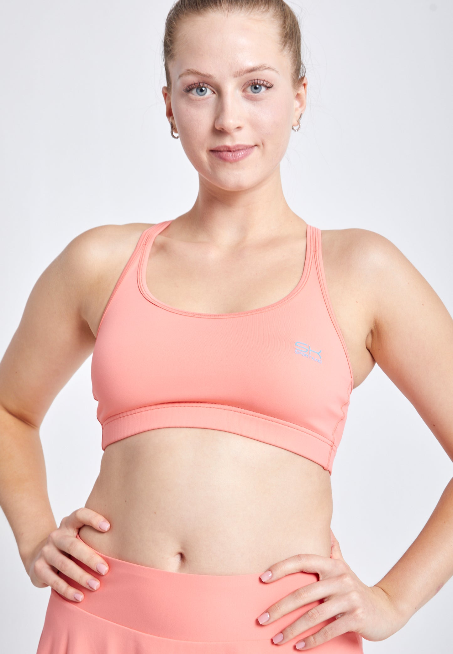 Mädchen & Damen Sport BH gekreuzte Träger, apricot von SPORTKIND