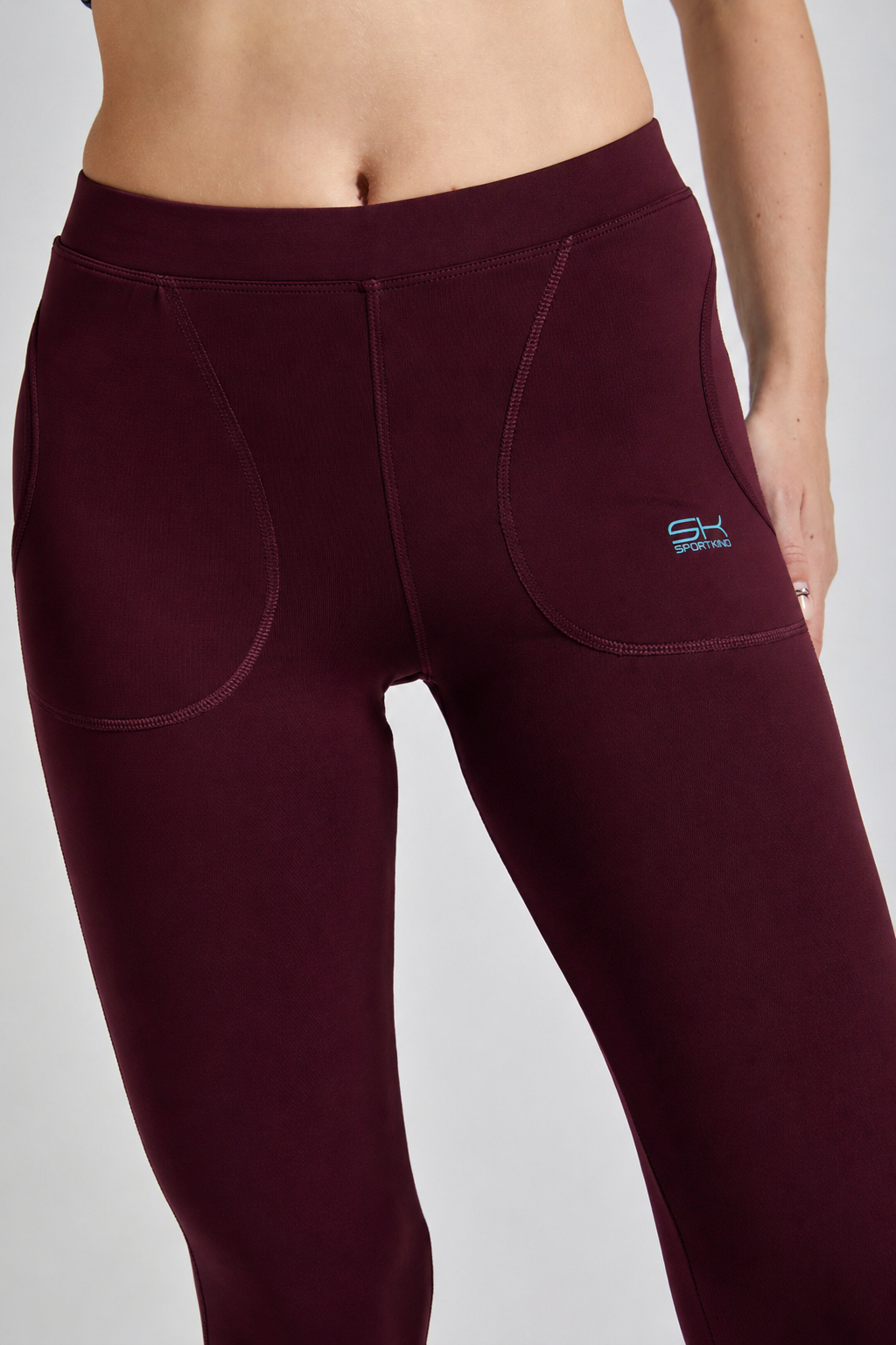 Mädchen & Damen Tennis Leggings mit Taschen lang, burgunder rot von SPORTKIND