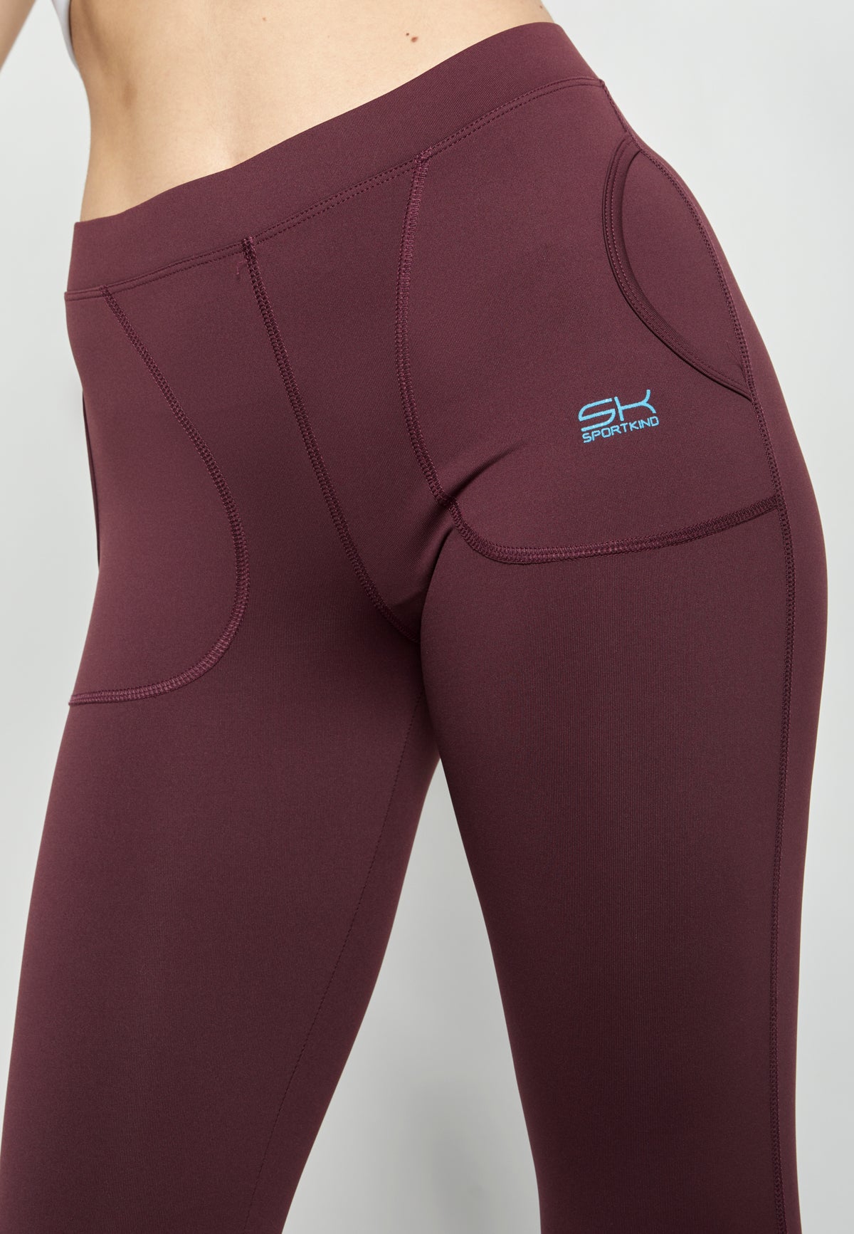 Mädchen & Damen Tennis Leggings mit Taschen lang, burgunder rot von SPORTKIND