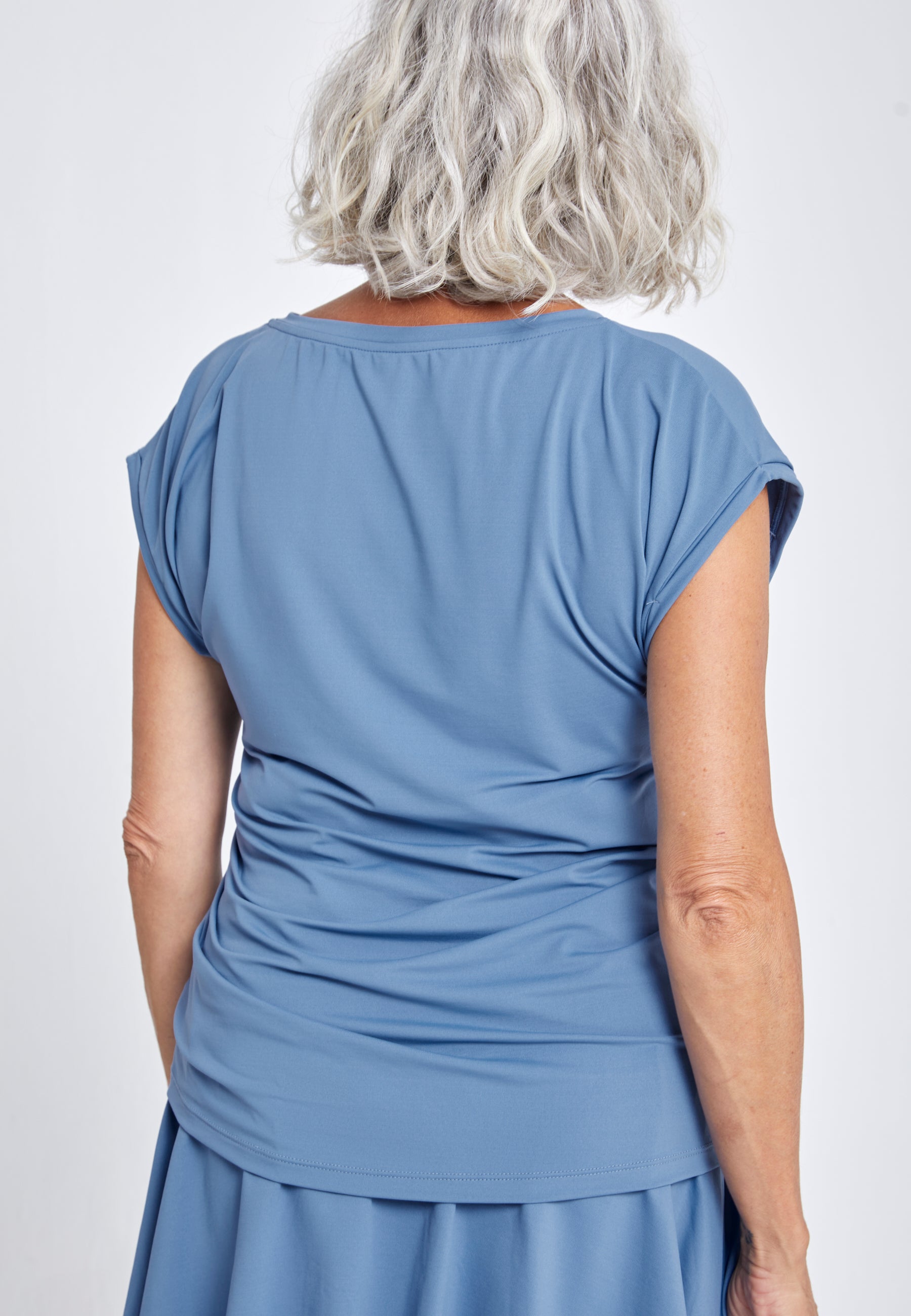 Mädchen & Damen Tennis Loose Fit Shirt V-Neck, grau blau von SPORTKIND