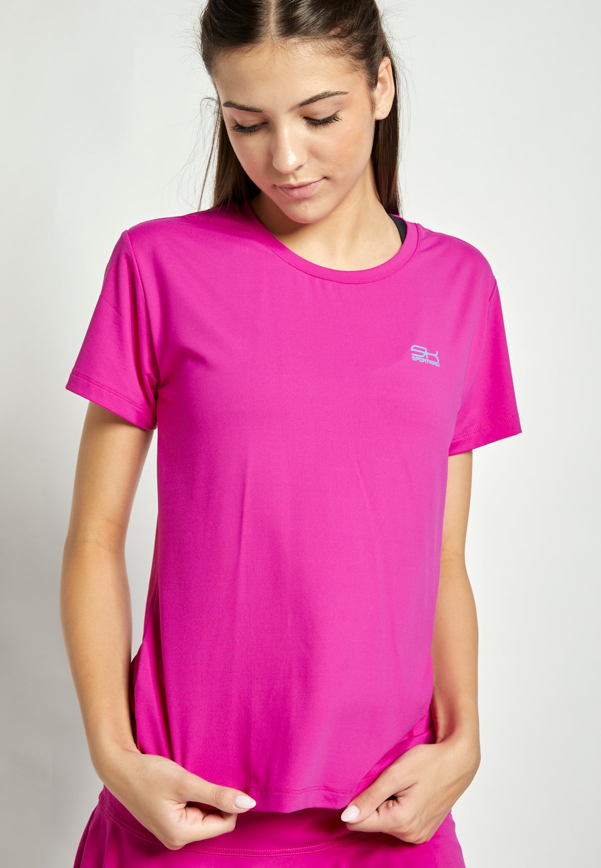 Mädchen & Damen Tennis Loose Fit T-Shirt Kurzarm, berry pink von SPORTKIND