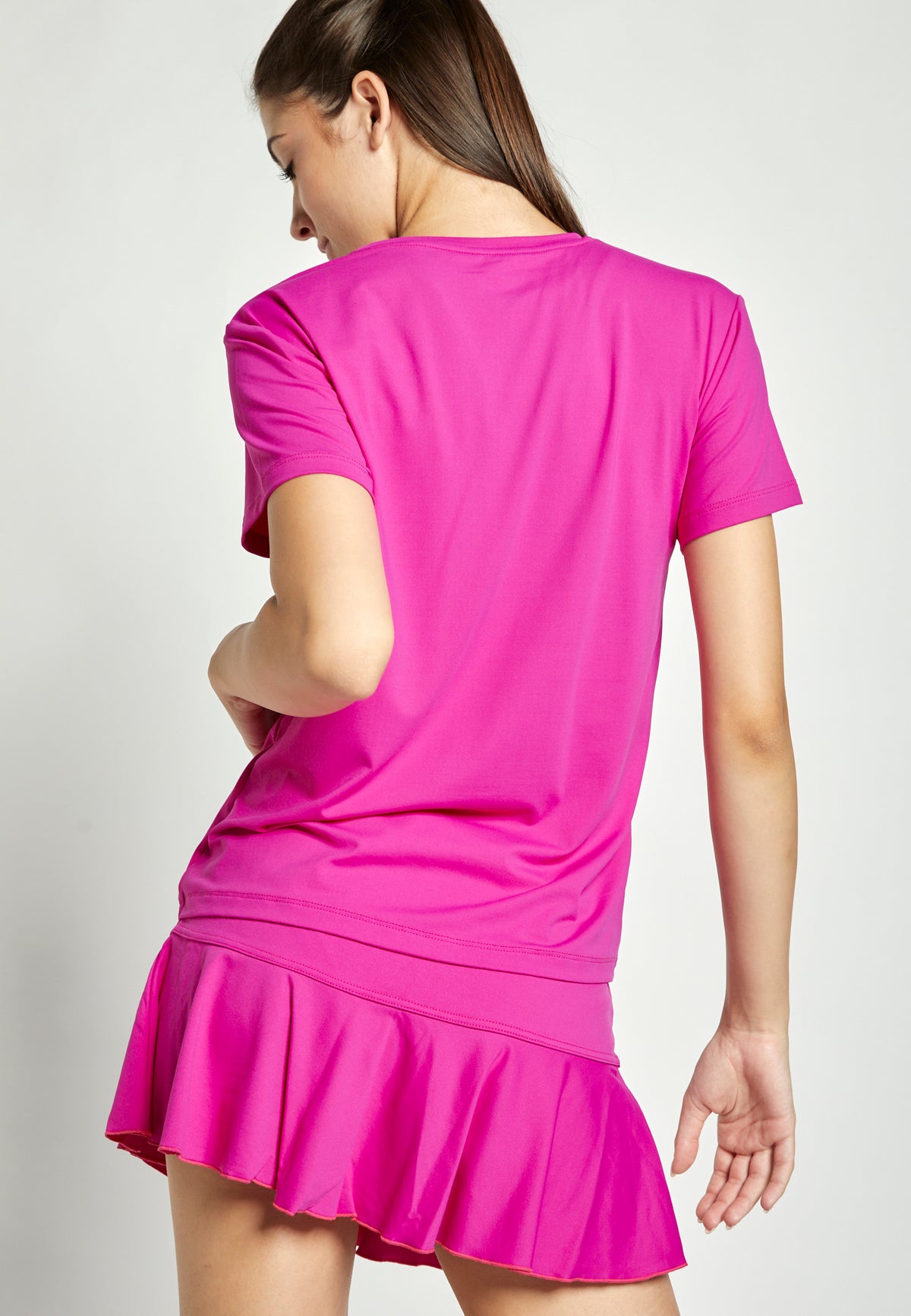 Mädchen & Damen Tennis Loose Fit T-Shirt Kurzarm, berry pink von SPORTKIND