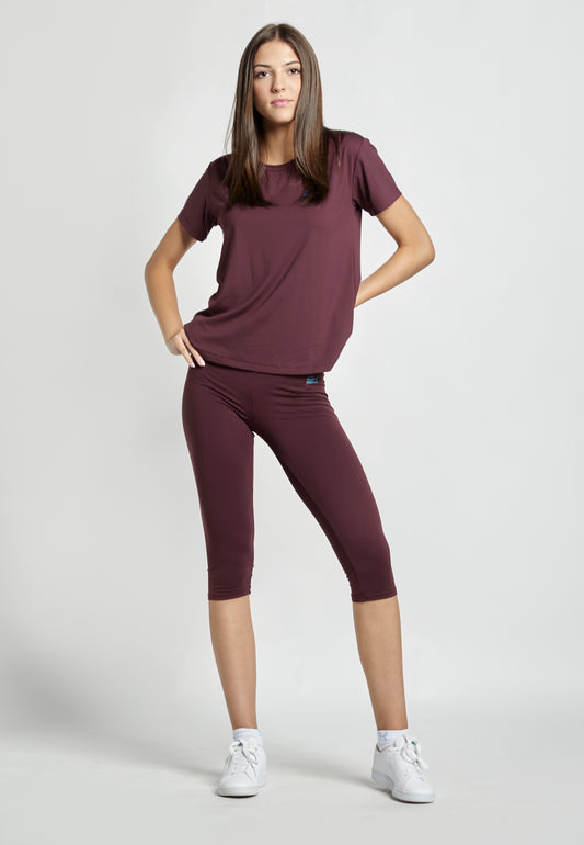 Mädchen & Damen Tennis Loose Fit T-Shirt Kurzarm, burgunder rot von SPORTKIND