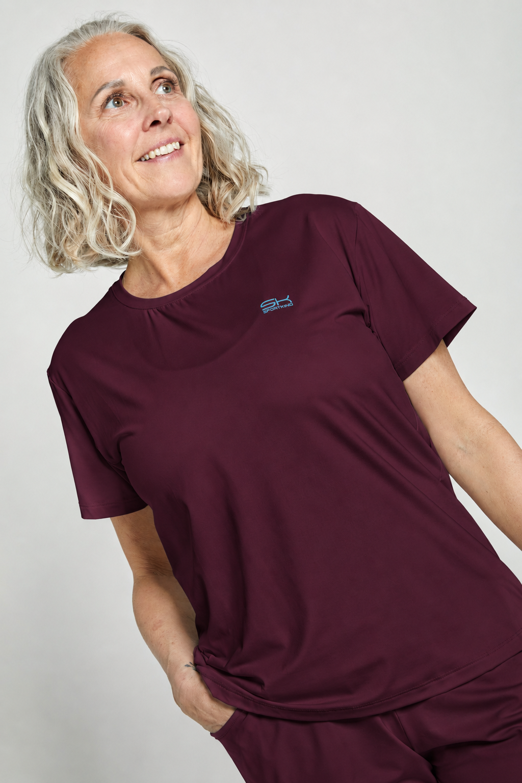 Mädchen & Damen Tennis Loose Fit T-Shirt Kurzarm, burgunder rot von SPORTKIND