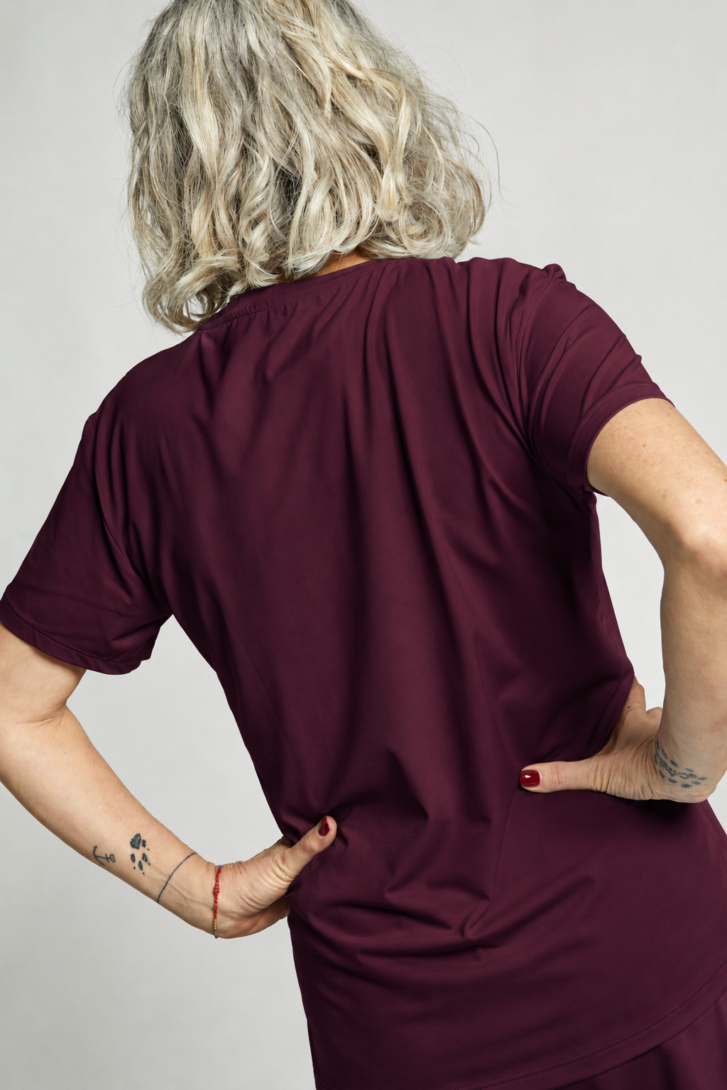 Mädchen & Damen Tennis Loose Fit T-Shirt Kurzarm, burgunder rot von SPORTKIND
