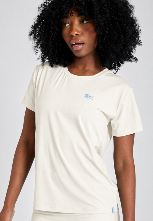 Mädchen & Damen Tennis Loose Fit T-Shirt Kurzarm, off white von SPORTKIND