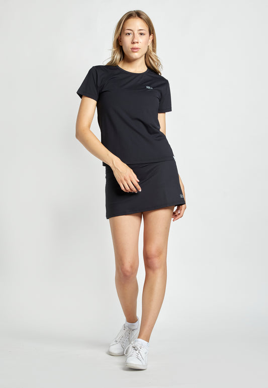 Mädchen & Damen Tennis Loose Fit T-Shirt Kurzarm, schwarz von SPORTKIND