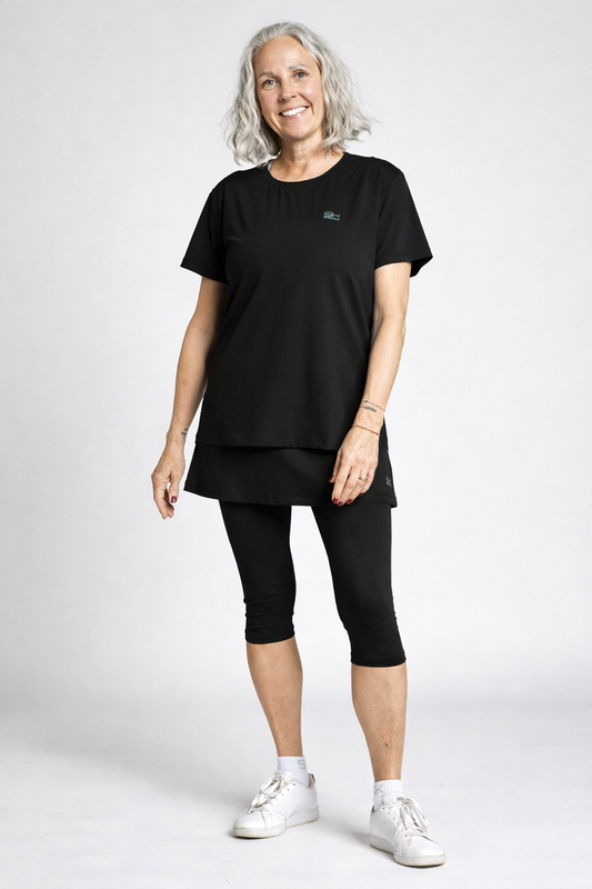 Mädchen & Damen Tennis Loose Fit T-Shirt Kurzarm, schwarz von SPORTKIND