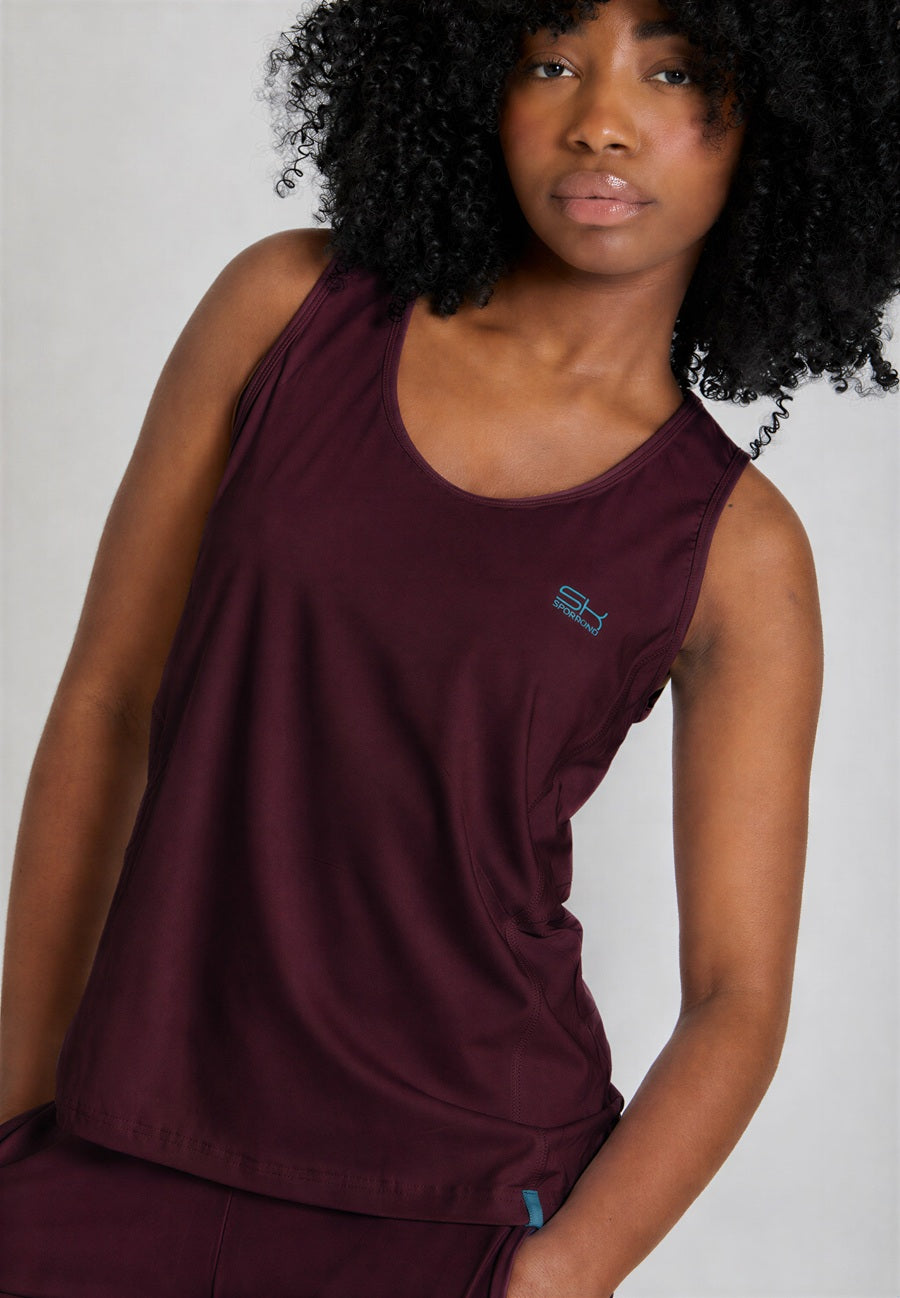 Mädchen & Damen Tennis Loose Fit Tanktop Basic, burgunder rot von SPORTKIND