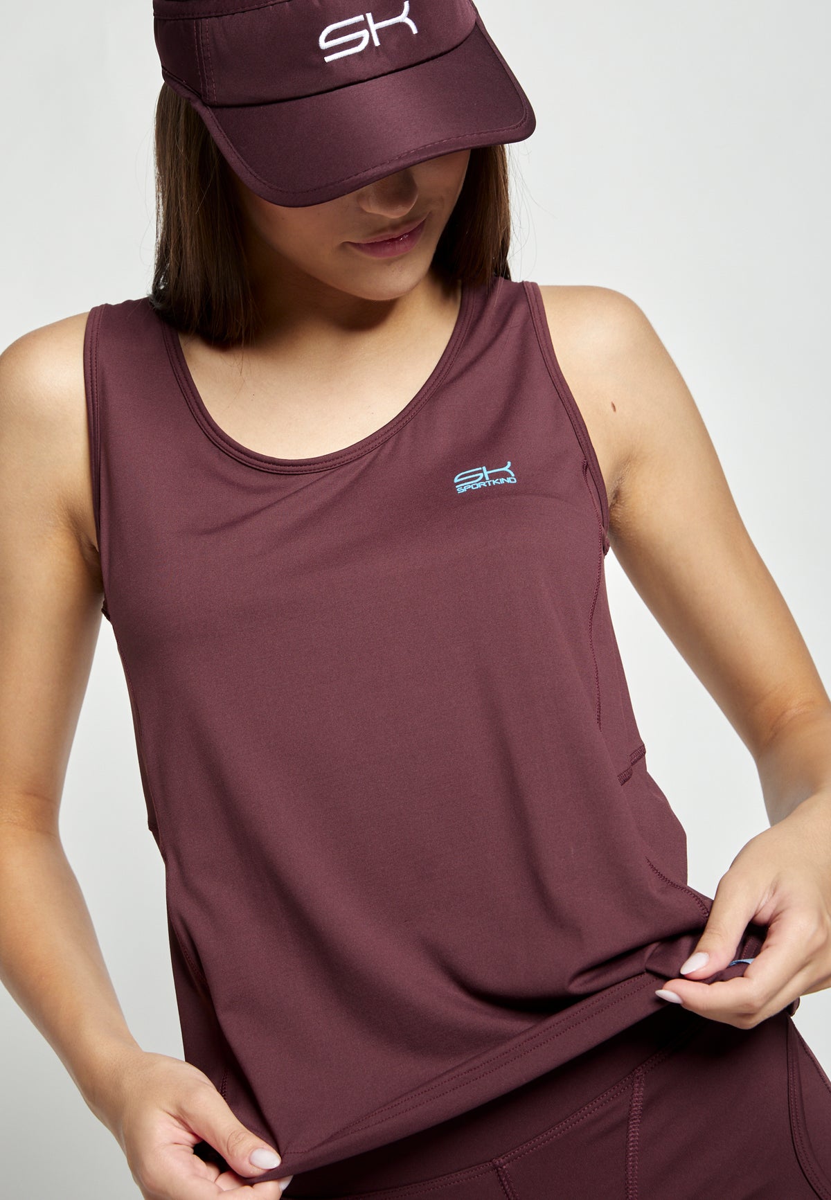 Mädchen & Damen Tennis Loose Fit Tanktop Basic, burgunder rot von SPORTKIND