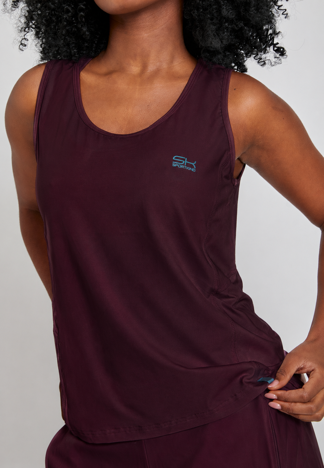 Mädchen & Damen Tennis Loose Fit Tanktop Basic, burgunder rot von SPORTKIND