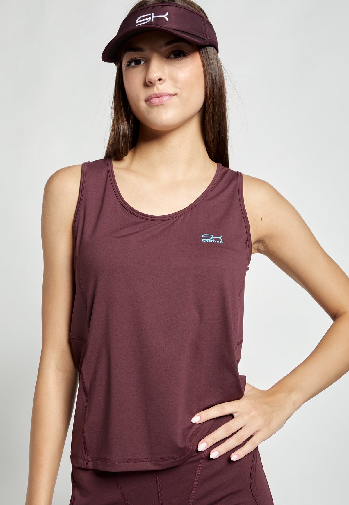 Mädchen & Damen Tennis Loose Fit Tanktop Basic, burgunder rot von SPORTKIND