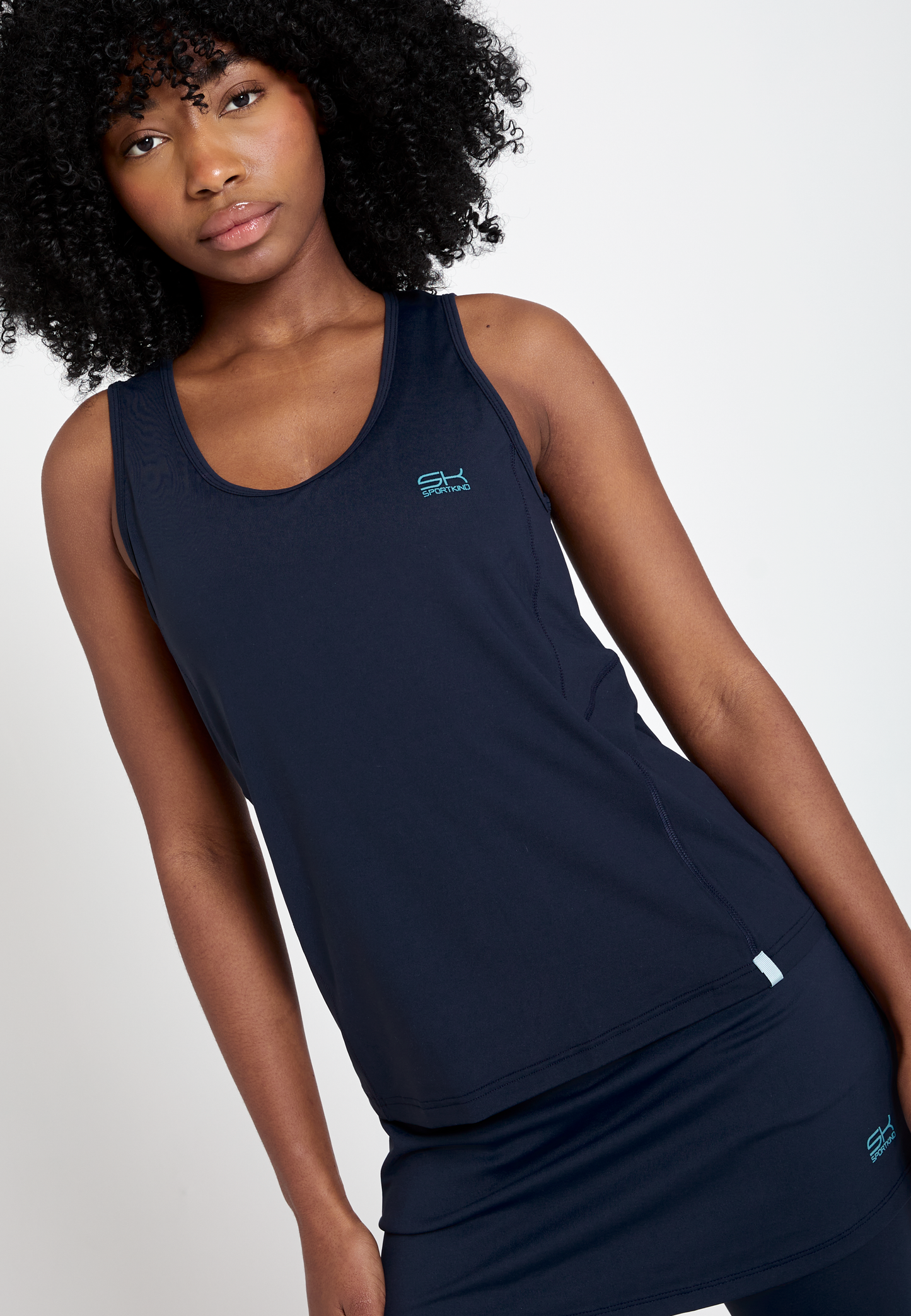 Mädchen & Damen Tennis Loose Fit Tanktop Basic, navy blau von SPORTKIND