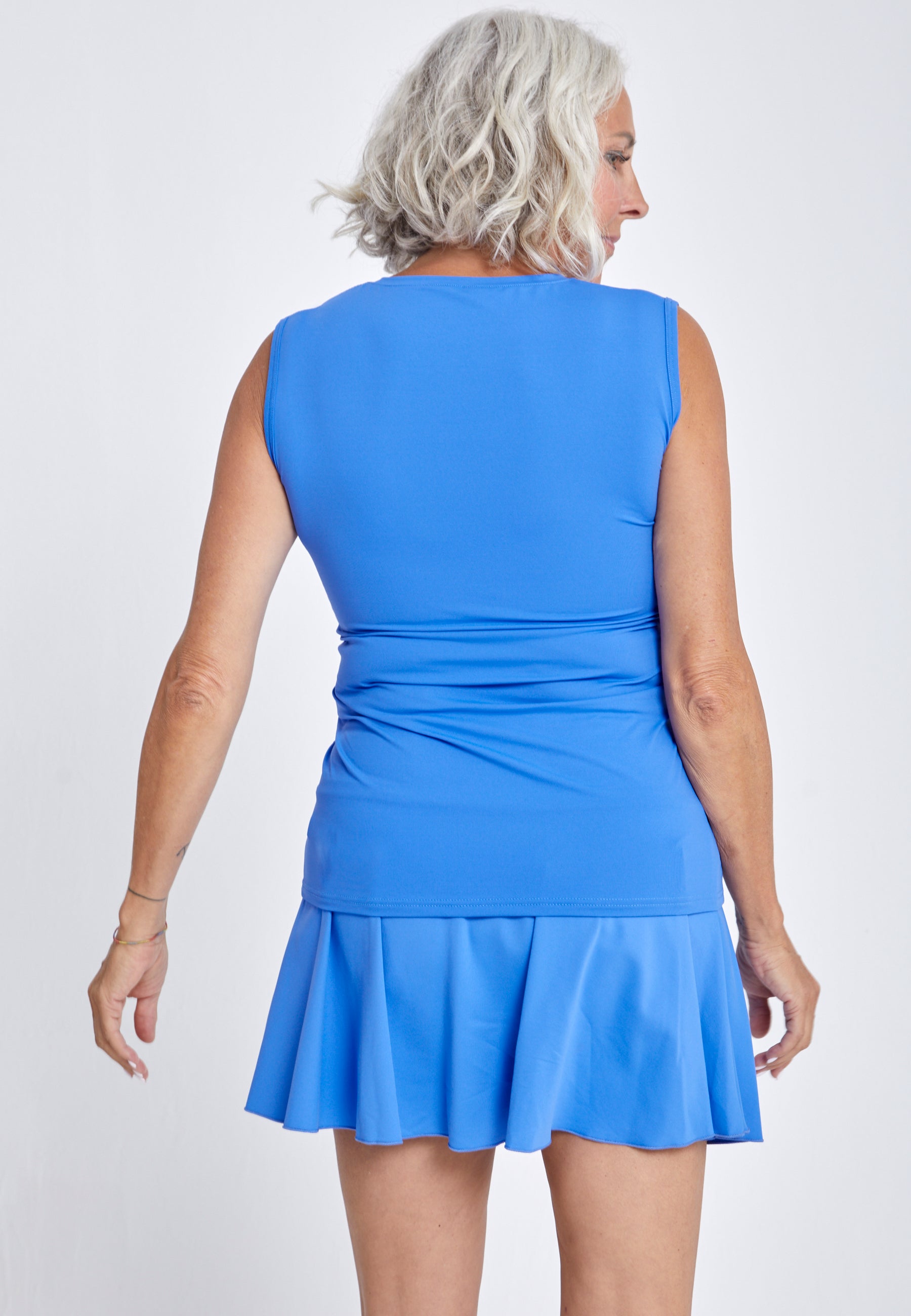 Mädchen & Damen Tennis Loose Fit Tanktop V-Neck, kornblumen blau von SPORTKIND