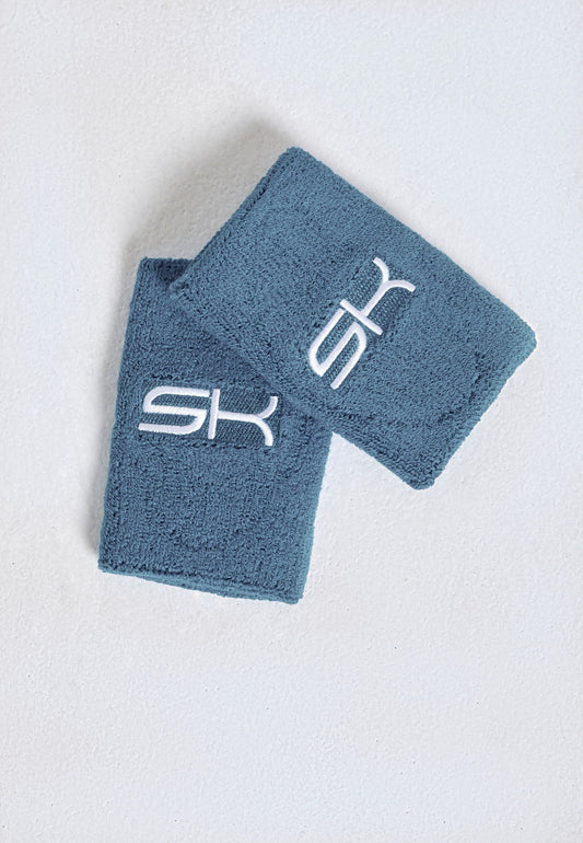 Unisex Tennis Schweissband gross 2er Set, grau blau von SPORTKIND