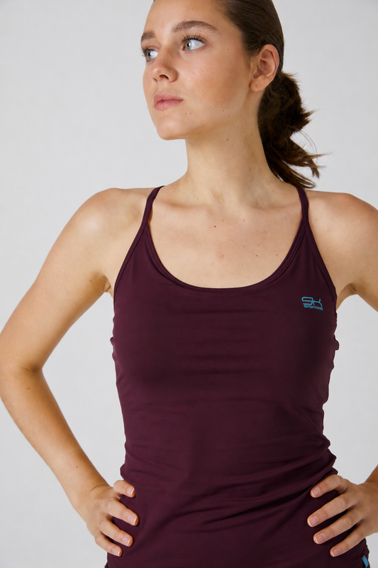 Mädchen & Damen Tennis Spaghetti Tanktop, burgunder rot von SPORTKIND
