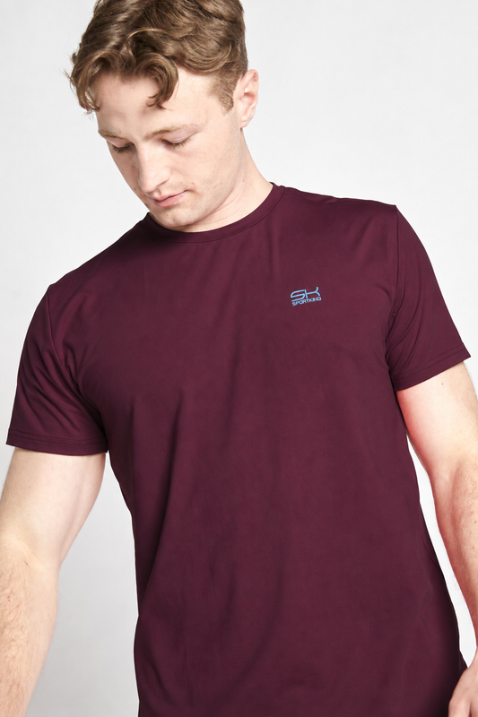 Jungen & Herren Tennis T-Shirt Rundhals, burgunder rot von SPORTKIND