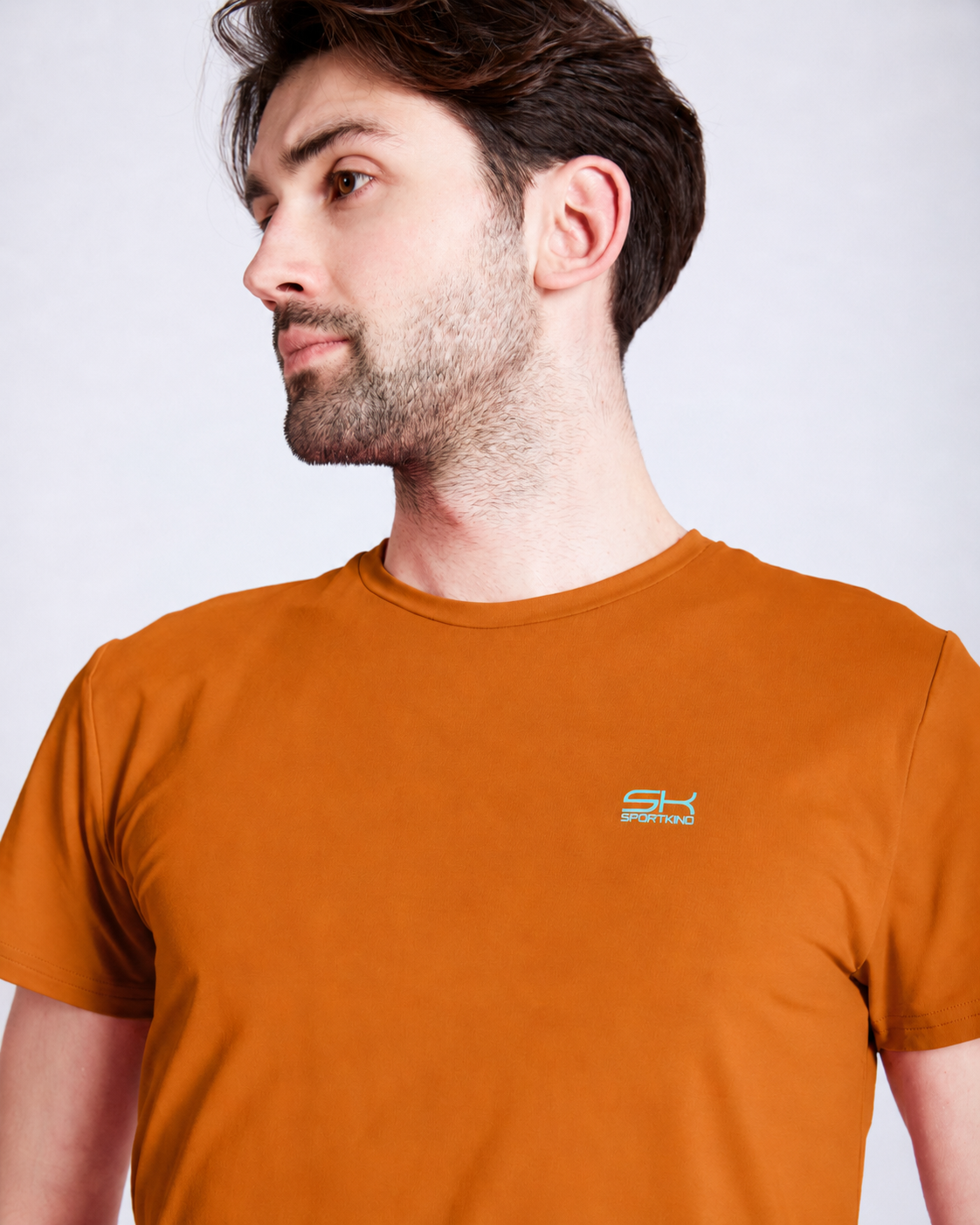 Jungen & Herren Tennis T-Shirt Rundhals, cognac von SPORTKIND