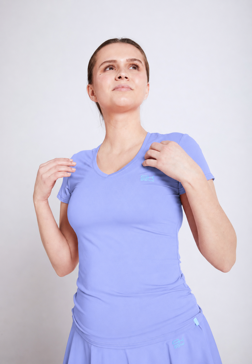 Mädchen & Damen Tennis T-Shirt V-Ausschnitt Damen & Maedchen, lavendel blau von SPORTKIND