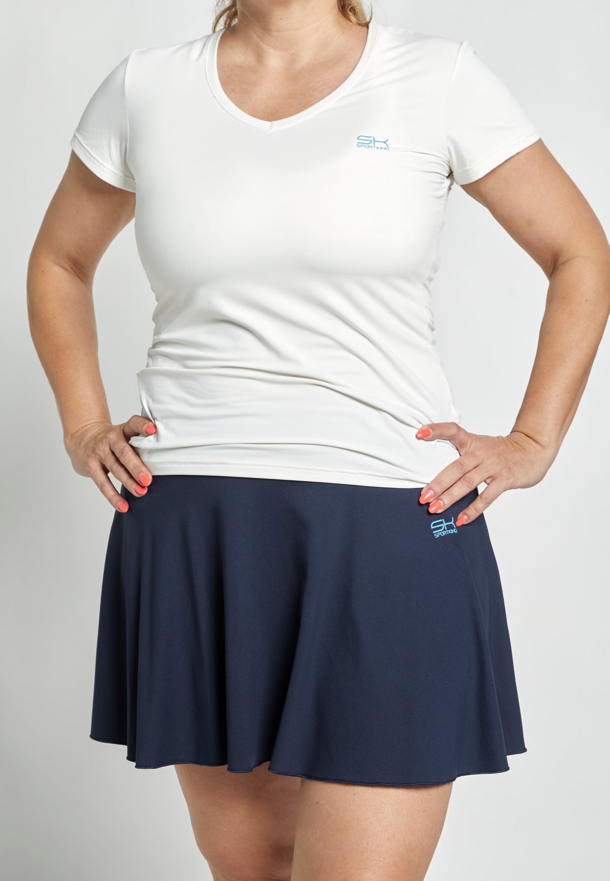 Mädchen & Damen Tennis T-Shirt V-Ausschnitt Damen & Mädchen, off white von SPORTKIND
