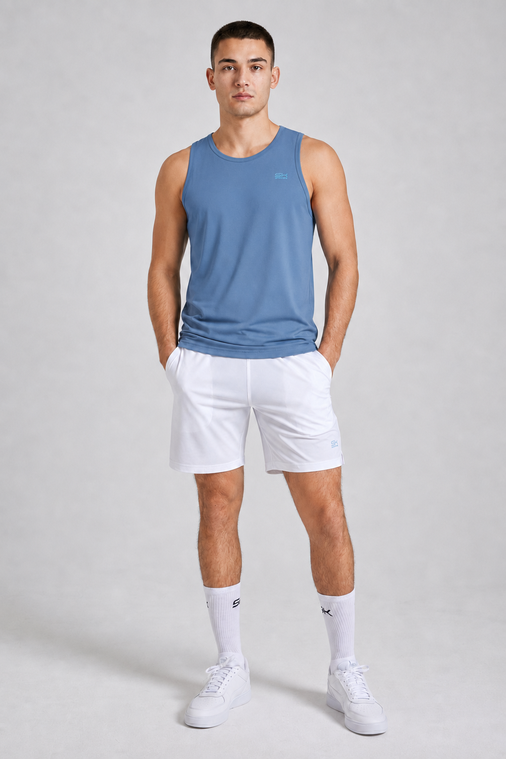 Jungen & Herren Tennis Tank Top fuer Herren & Jungen, grau blau von SPORTKIND