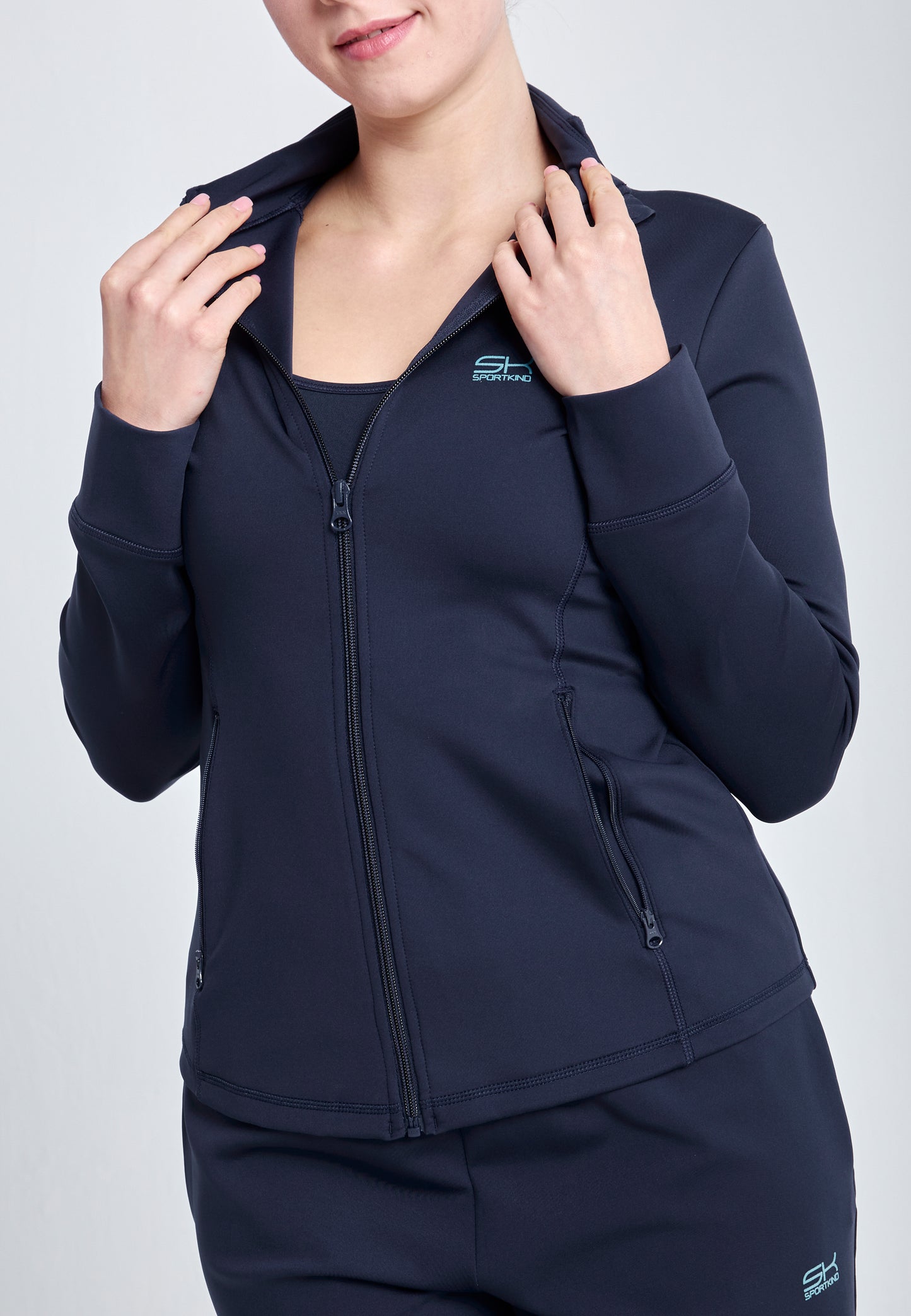 Mädchen & Damen Tennis Trainingsjacke, navy blau von SPORTKIND