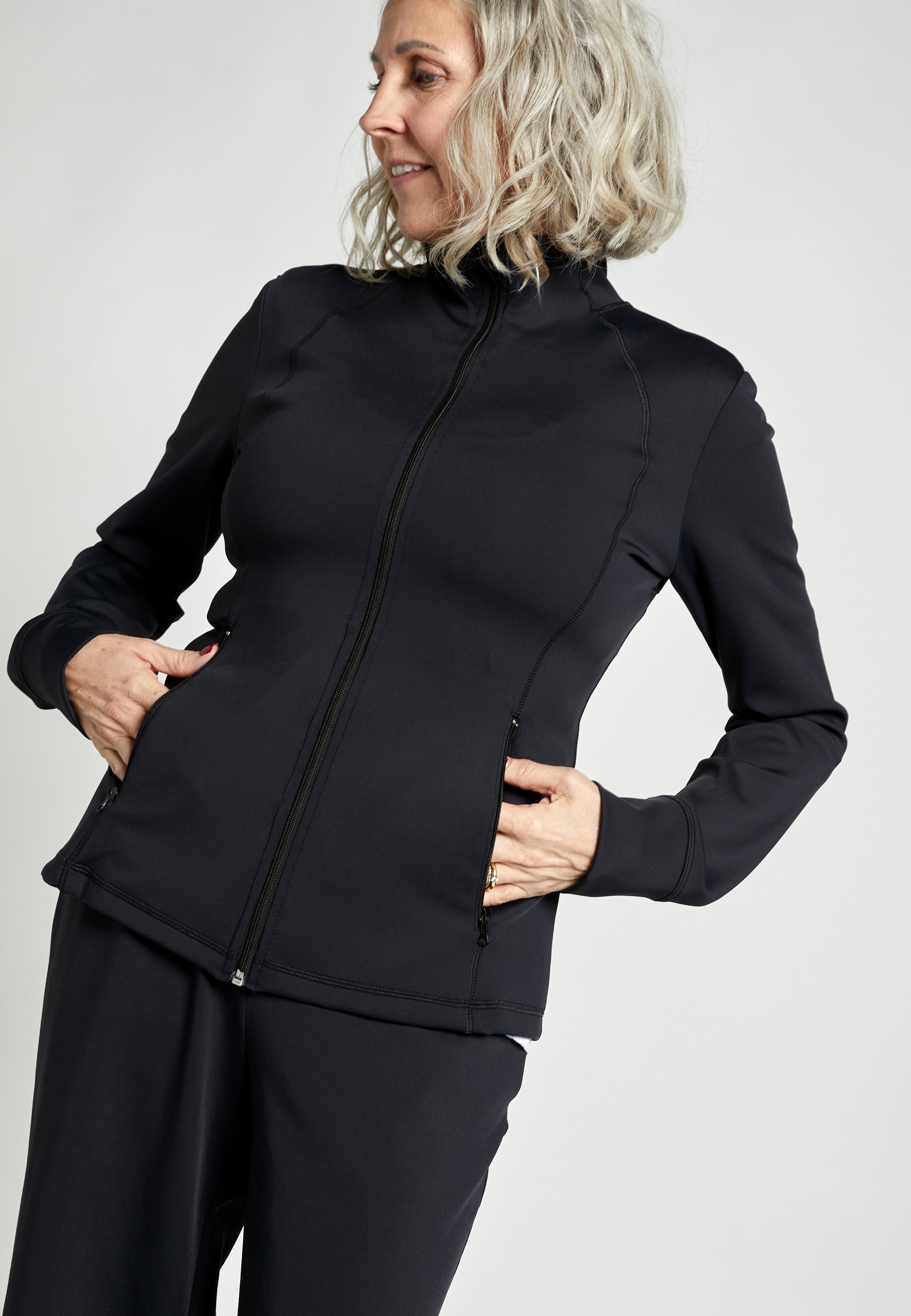 Mädchen & Damen Tennis Trainingsjacke, schwarz von SPORTKIND