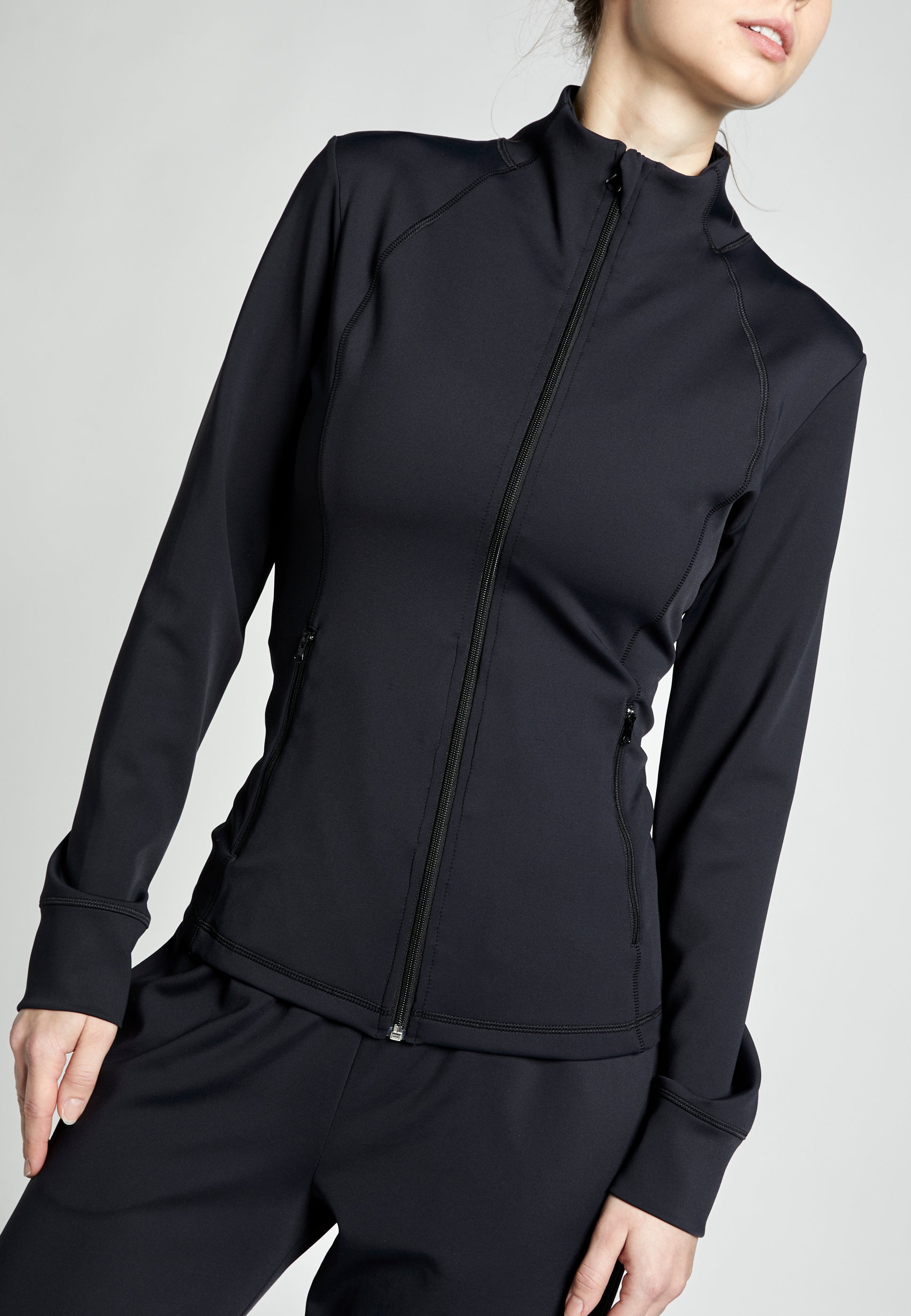 Mädchen & Damen Tennis Trainingsjacke, schwarz von SPORTKIND
