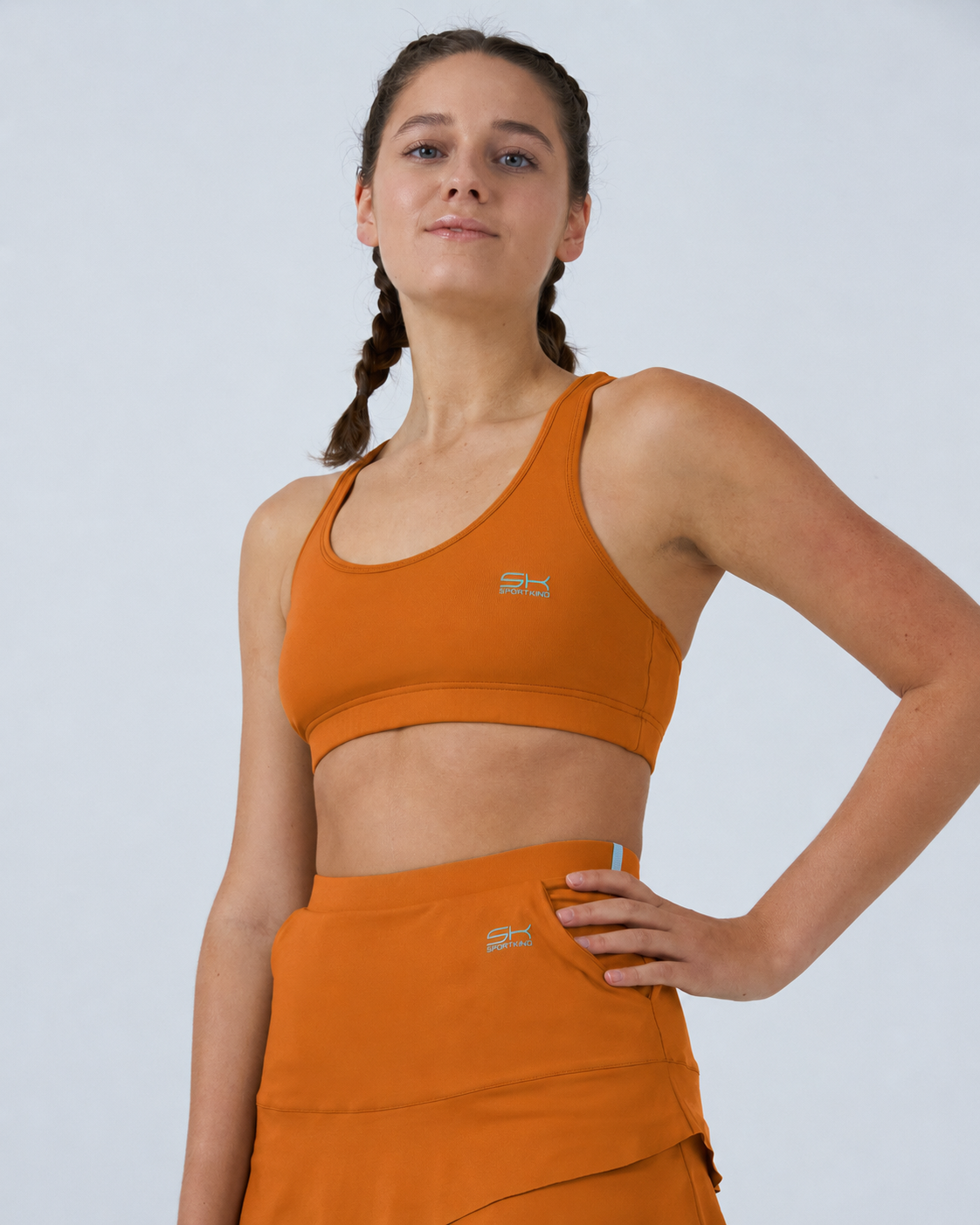 Mädchen & Damen Tulip Tennisrock / Skort mit Taschen, cognac von SPORTKIND